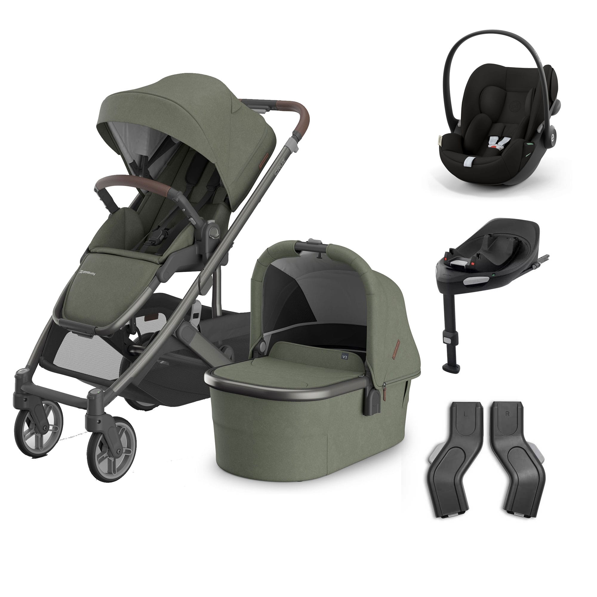 UPPAbaby Cruz V3 Complete Cybex Travel System in Evelyn Travel Systems 20604-CMP-TVS-EVE-3 810177712497