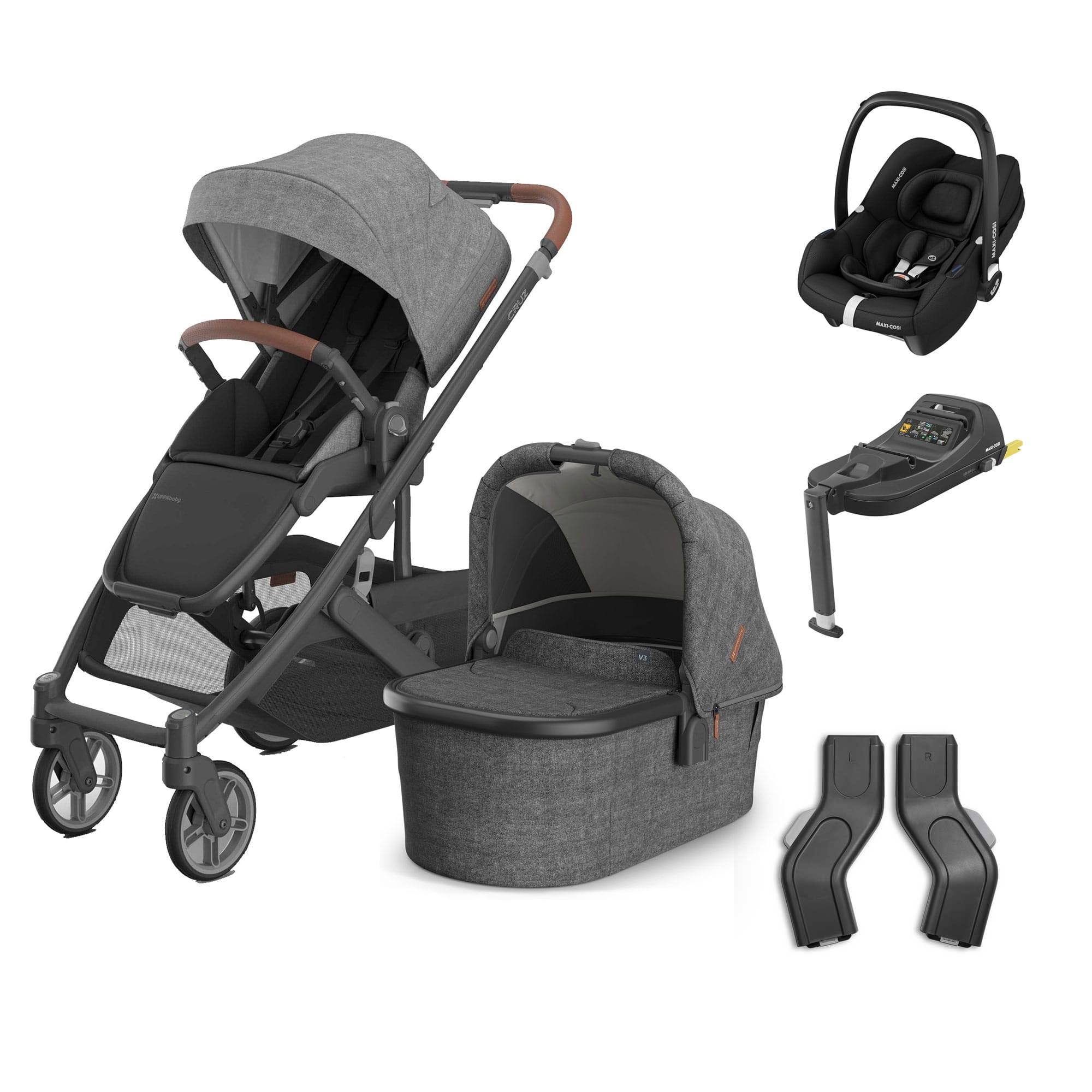 UPPAbaby Cruz V3 Complete Maxi-Cosi Travel System in Greyson Travel Systems 20580-CMP-TVS-GRY-4 810177711254