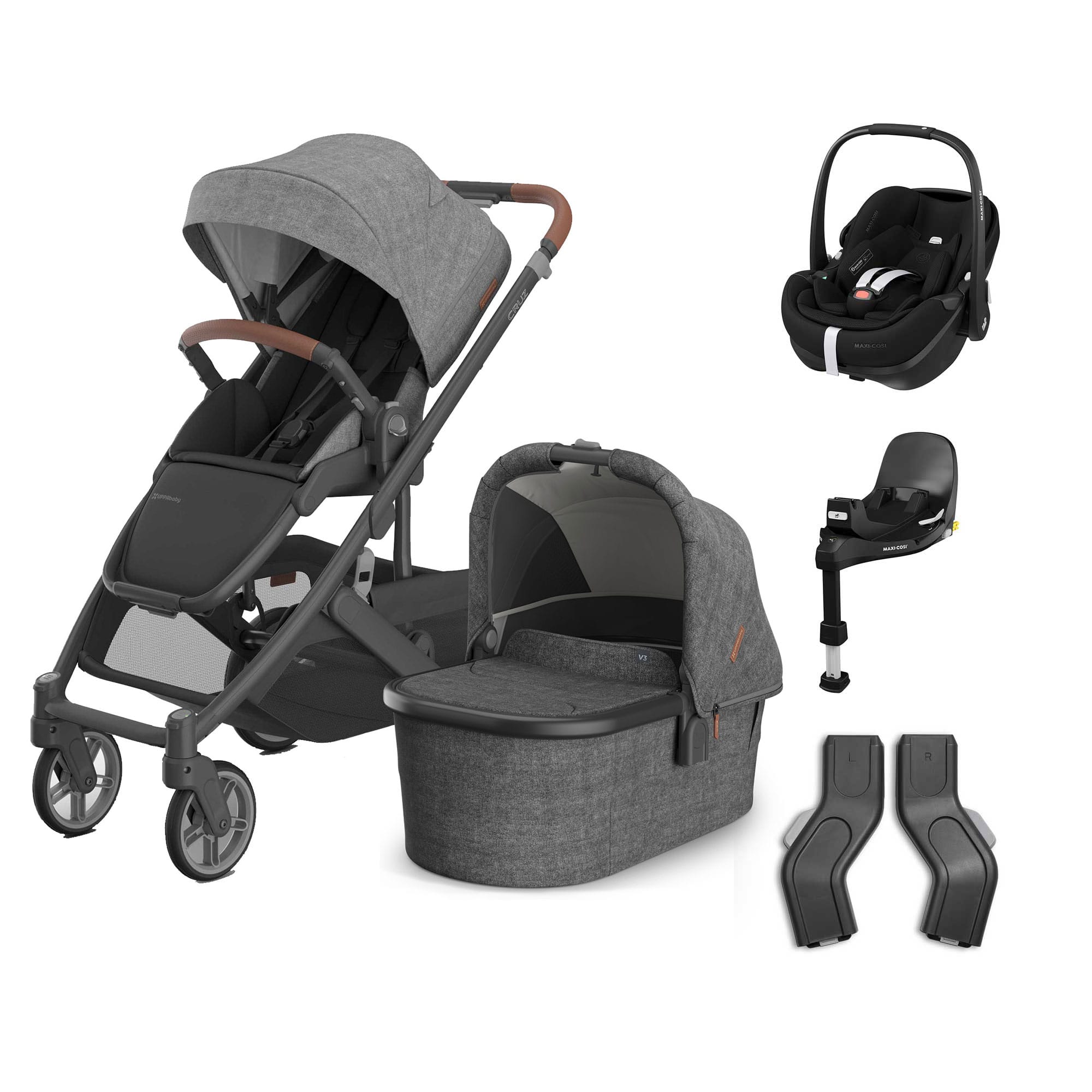 UPPAbaby Cruz V3 Complete Maxi-Cosi Travel System in Greyson