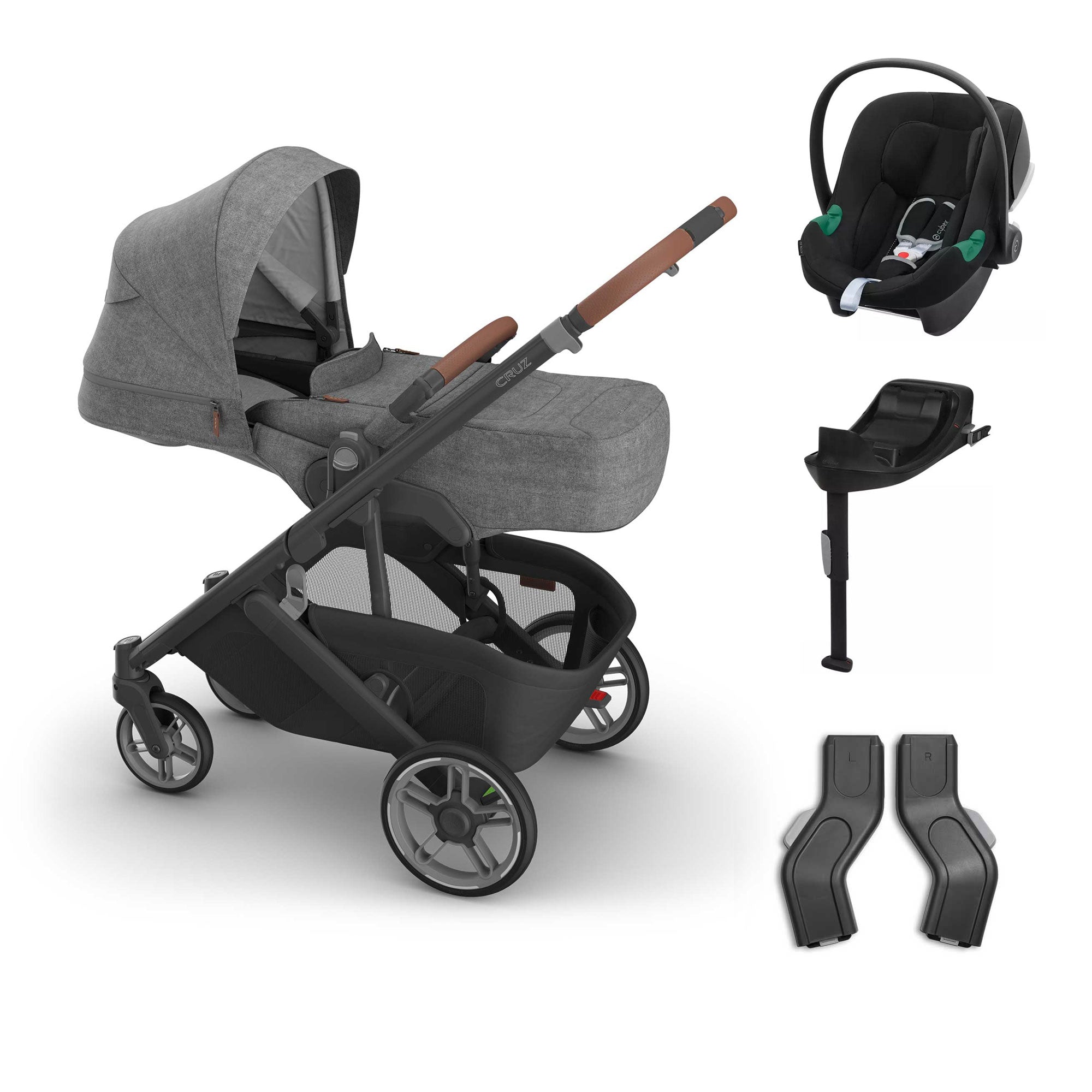 UPPAbaby Cruz V3 Cybex Bundle + Infant Cover in Greyson Travel Systems 20789-CRZ-INF-GRY-4 0810177711254