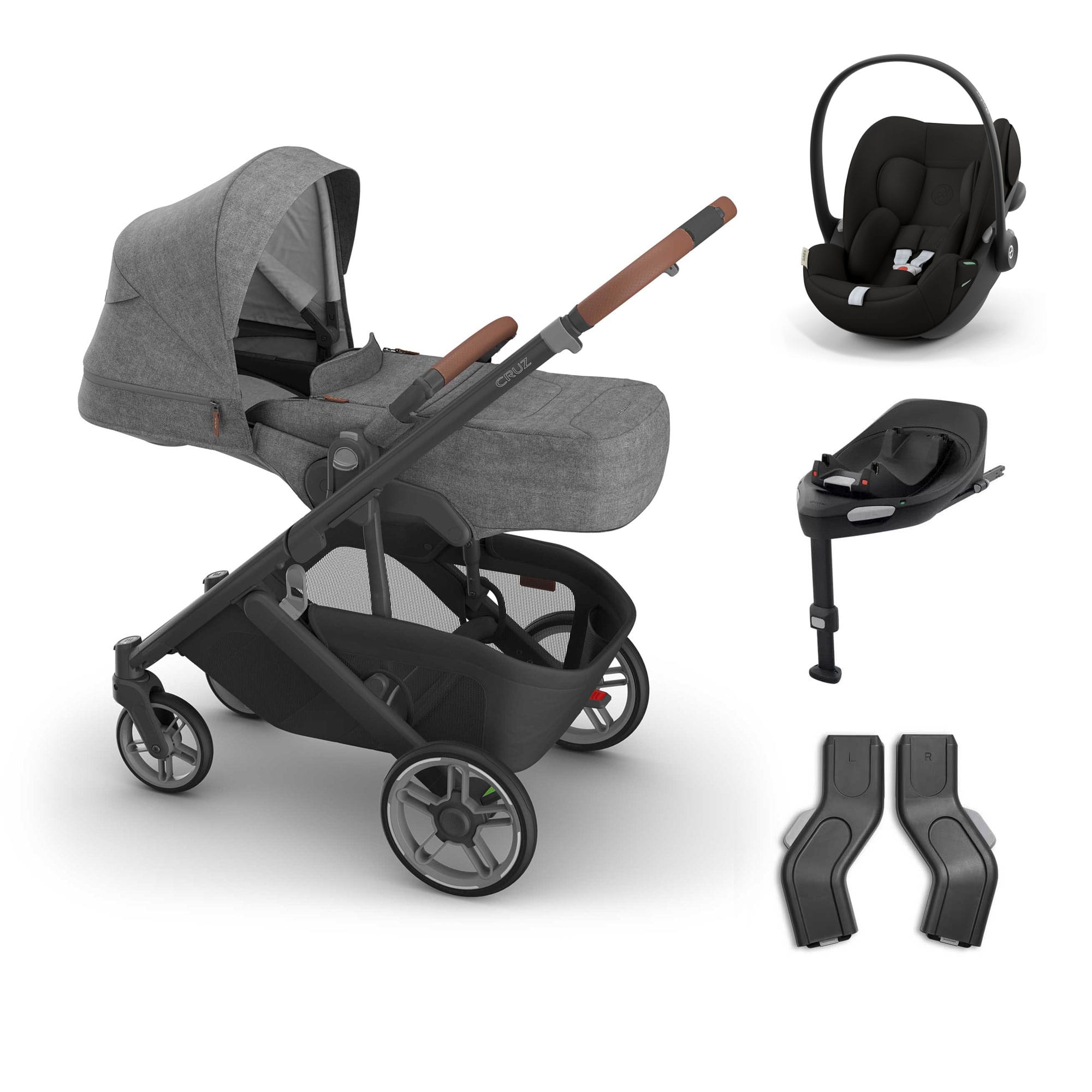 UPPAbaby Cruz V3 Cybex Bundle + Infant Cover in Greyson Travel Systems 20789-CRZ-INF-GRY-5 0810177711254