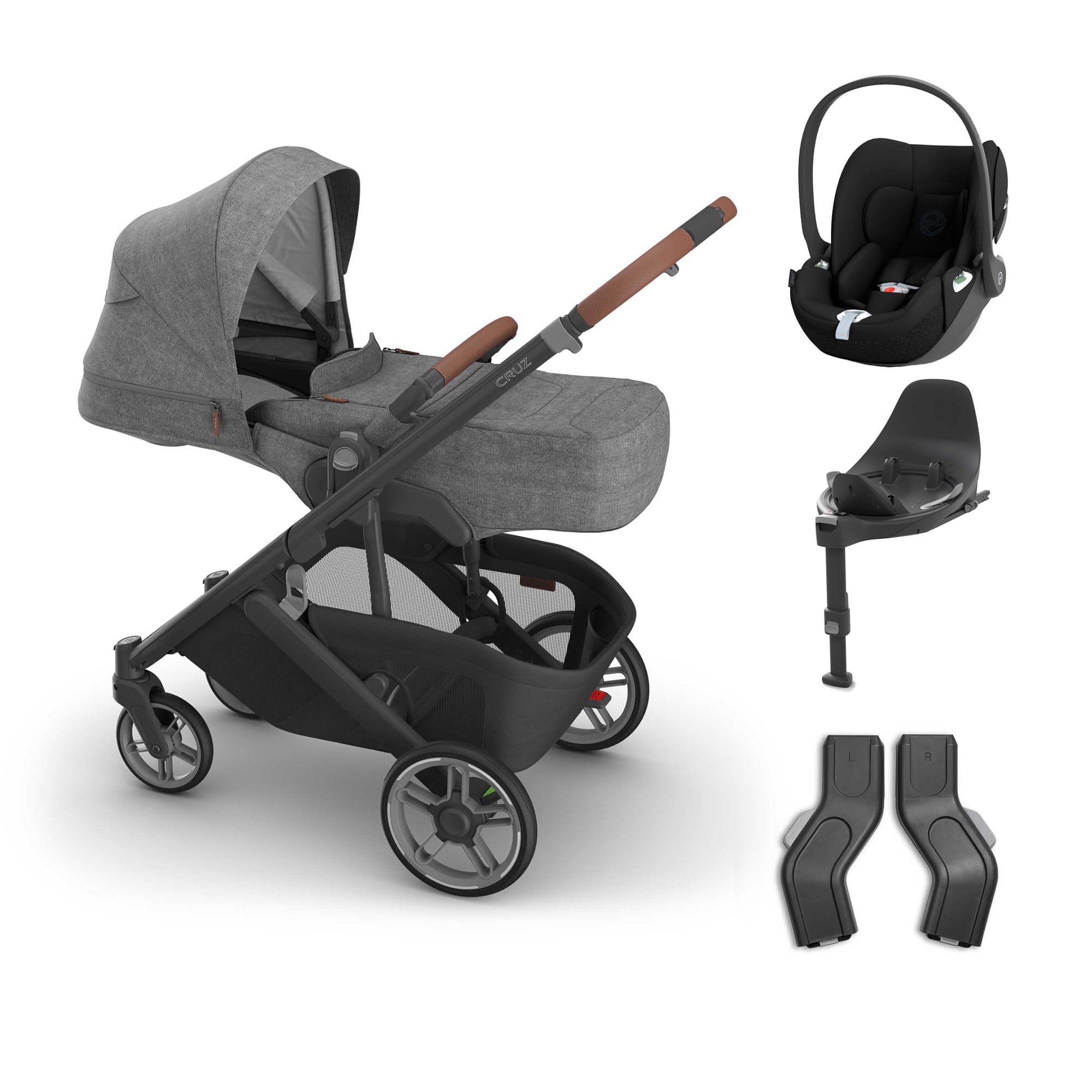 UPPAbaby Cruz V3 Cybex Bundle + Infant Cover in Greyson Travel Systems 20789-CRZ-INF-GRY-6 0810177711254