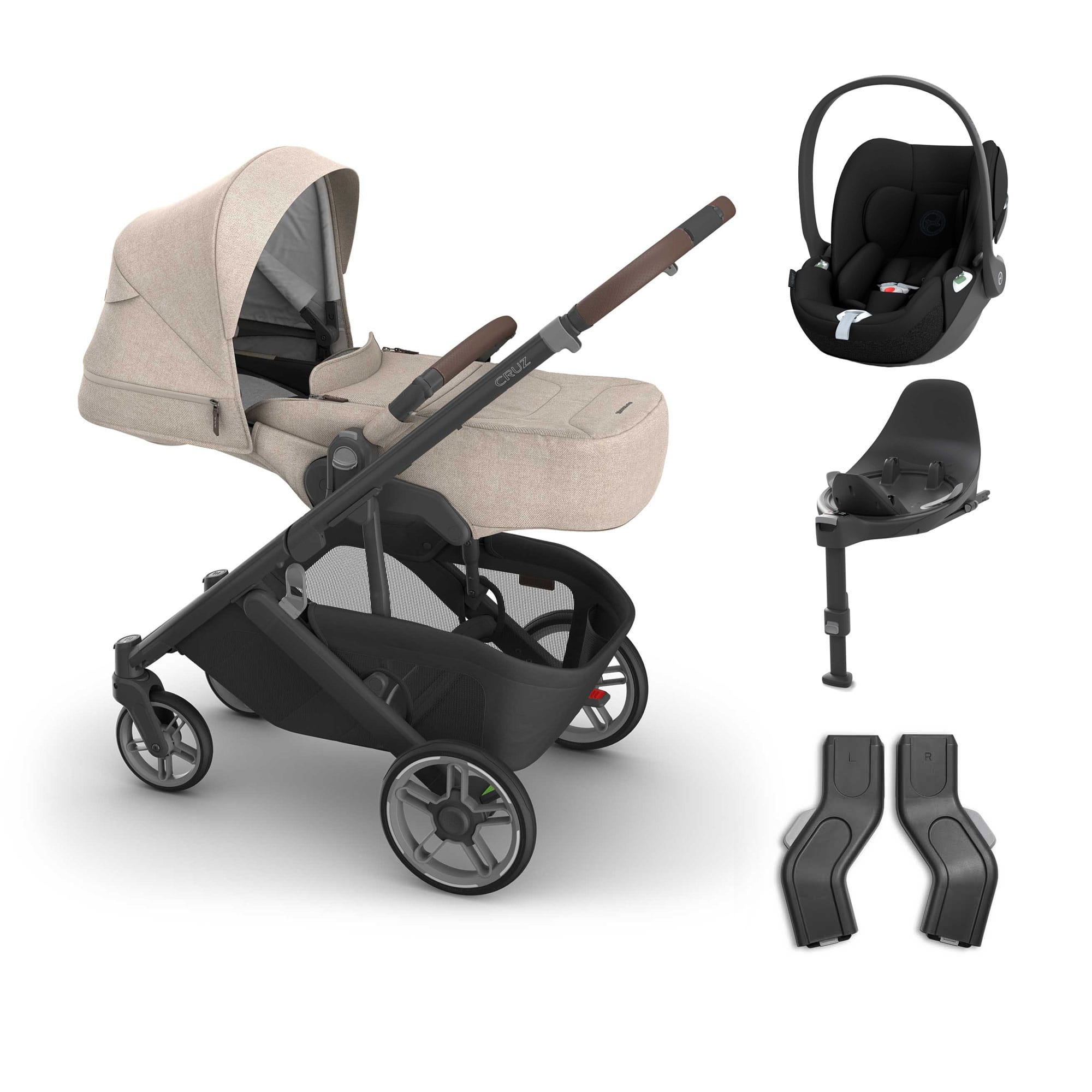 UPPAbaby Cruz V3 Cybex Bundle + Infant Cover in Liam Travel Systems 20801-CRZ-INF-LIA-6 0810177711261