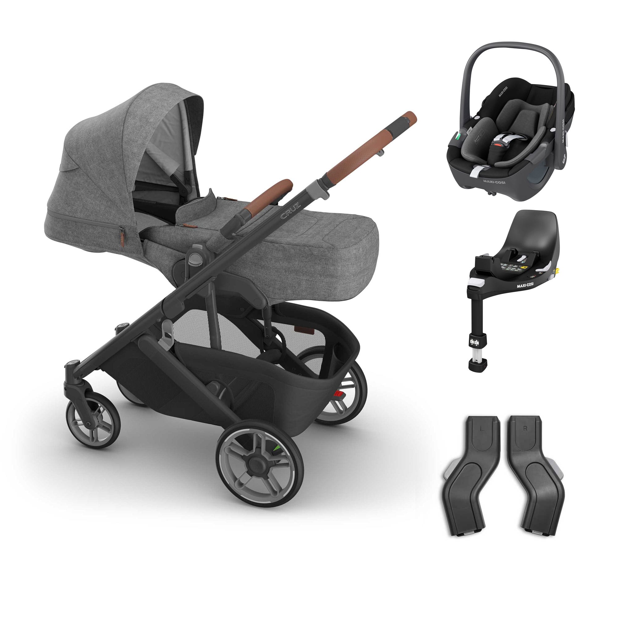 UPPAbaby Cruz V3 Maxi-Cosi Bundle + Infant Cover in Greyson Travel Systems 20789-CRZ-INF-GRY-2 0810177711254