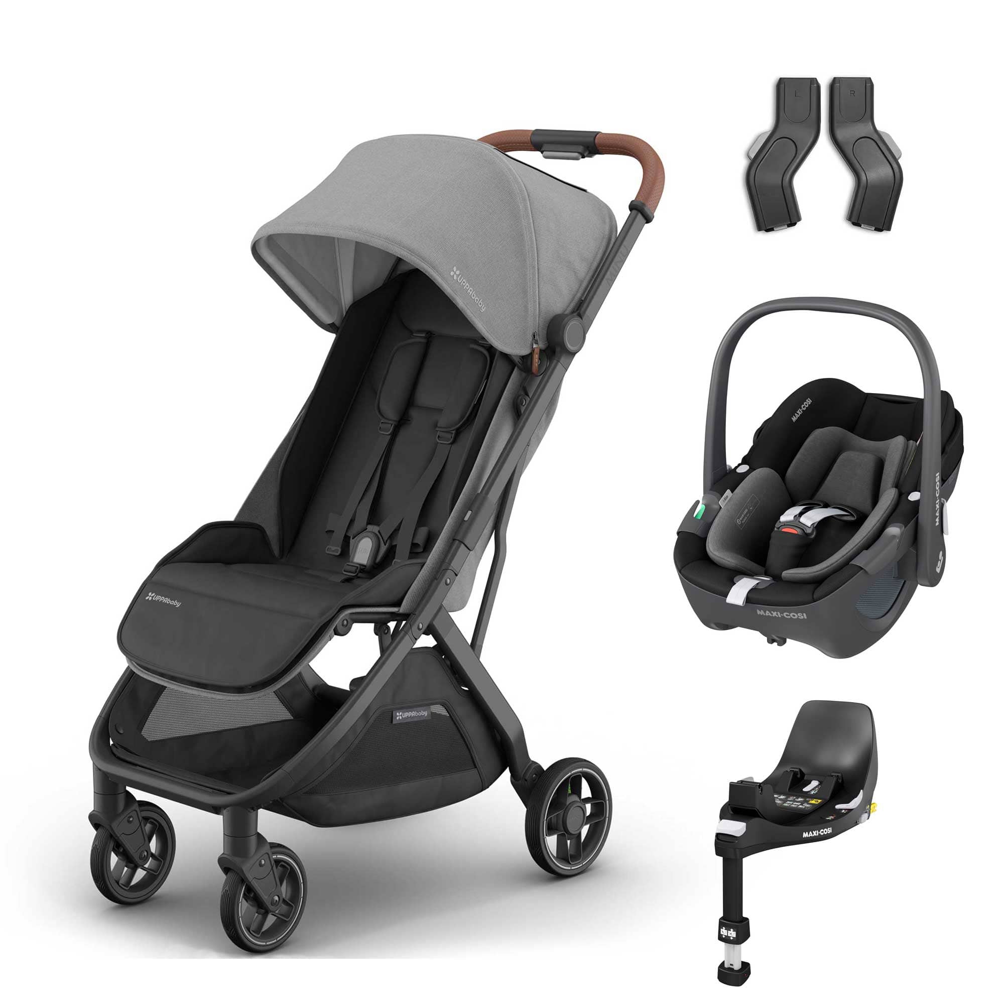 UPPAbaby Minu V3 Maxi-Cosi Travel System in Greyson Travel Systems 19066-MIN-PEB-GRY 0810142399265