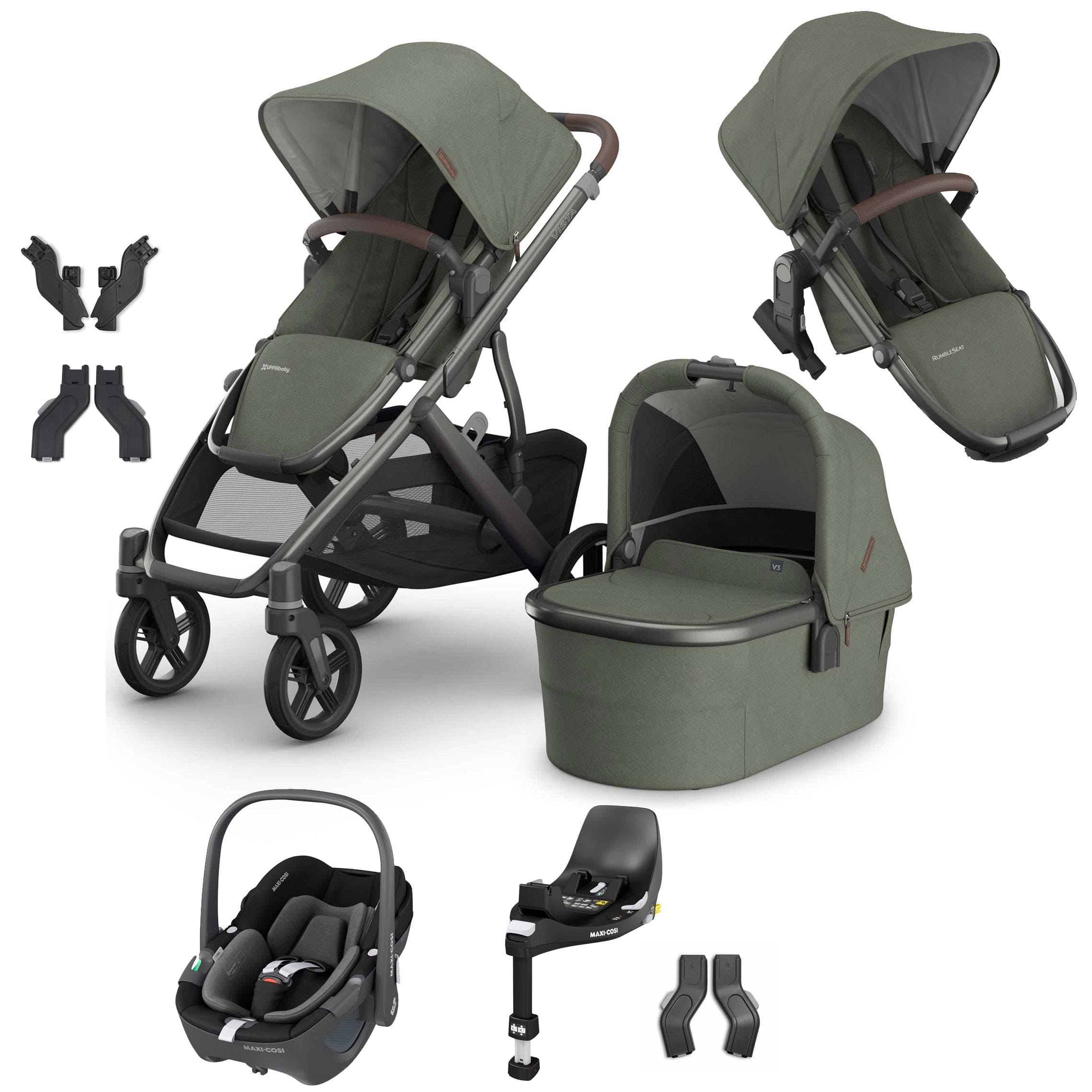 Uppababy Vista V3 Duo Maxi-Cosi Travel System in Evelyn Travel Systems VIS-DUO-TS-EVE-2 810177712282