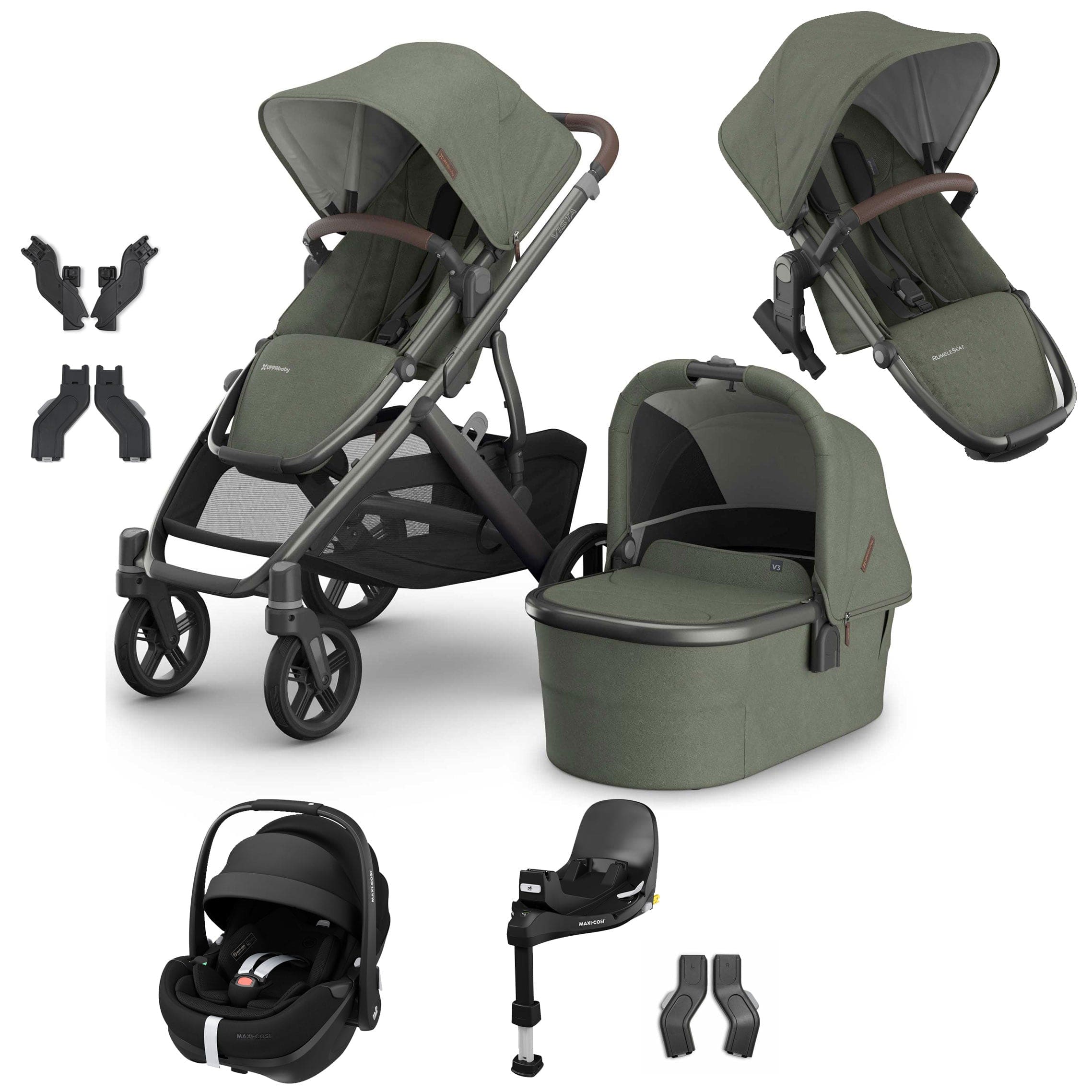 Uppababy Vista V3 Duo Maxi-Cosi Travel System in Evelyn Travel Systems VIS-DUO-TS-EVE-3 810177712282
