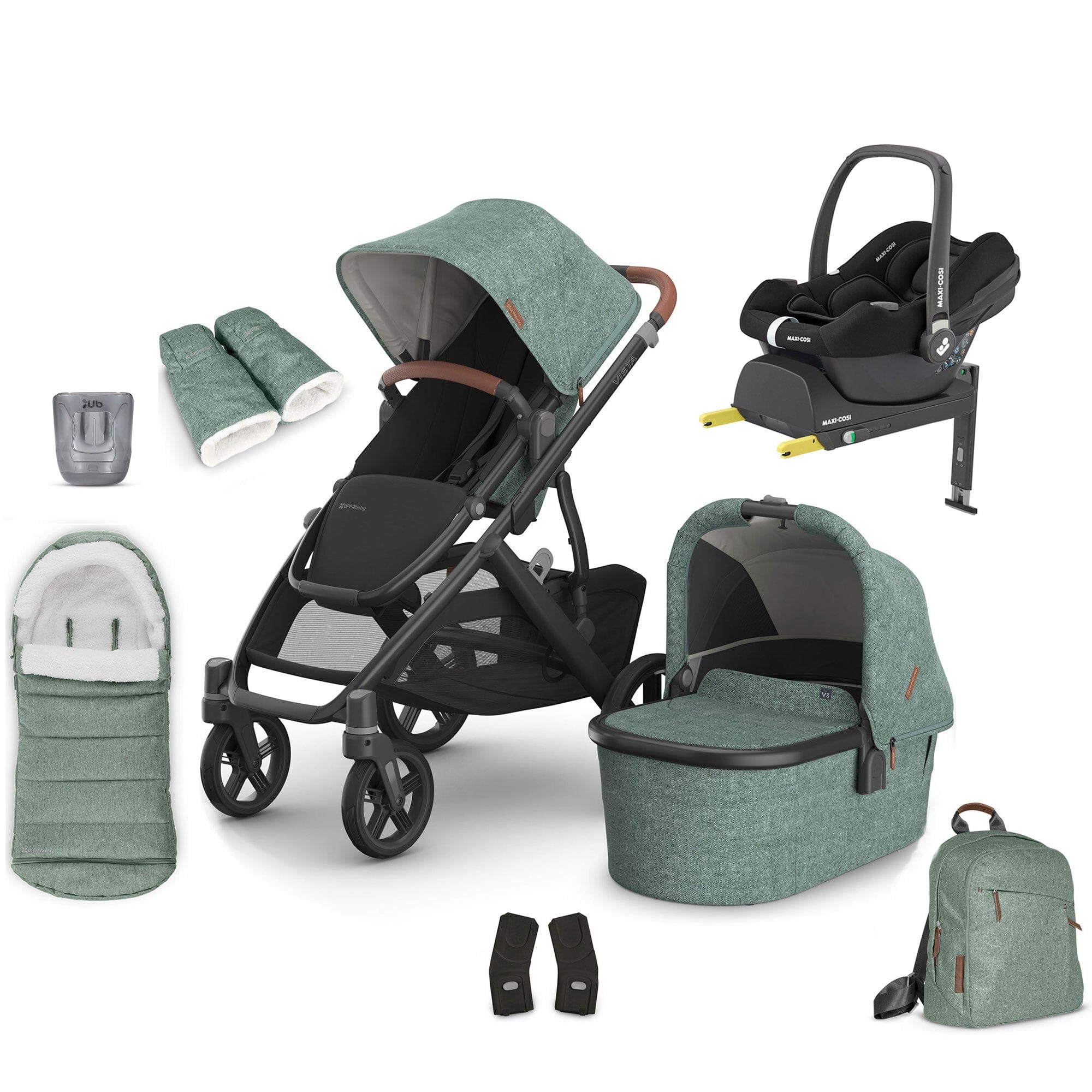 Uppababy Vista V3 Maxi-Cosi Complete Bundle in Gwen Travel Systems 17587-VIS-COM-GWE-4 0810142392686