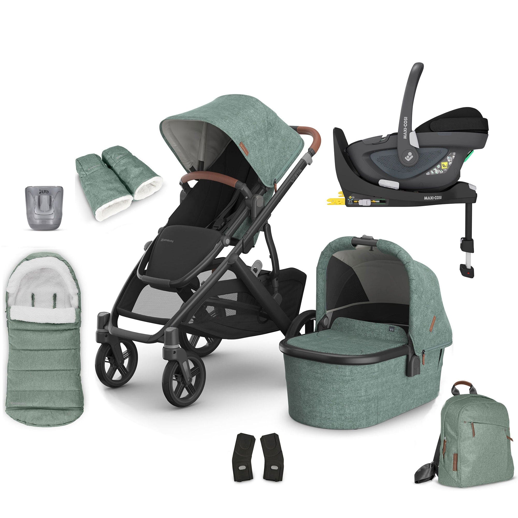 Uppababy Vista V3 Maxi-Cosi Complete Bundle in Gwen Travel Systems 17587-VIS-COM-GWE-5 0810142392686