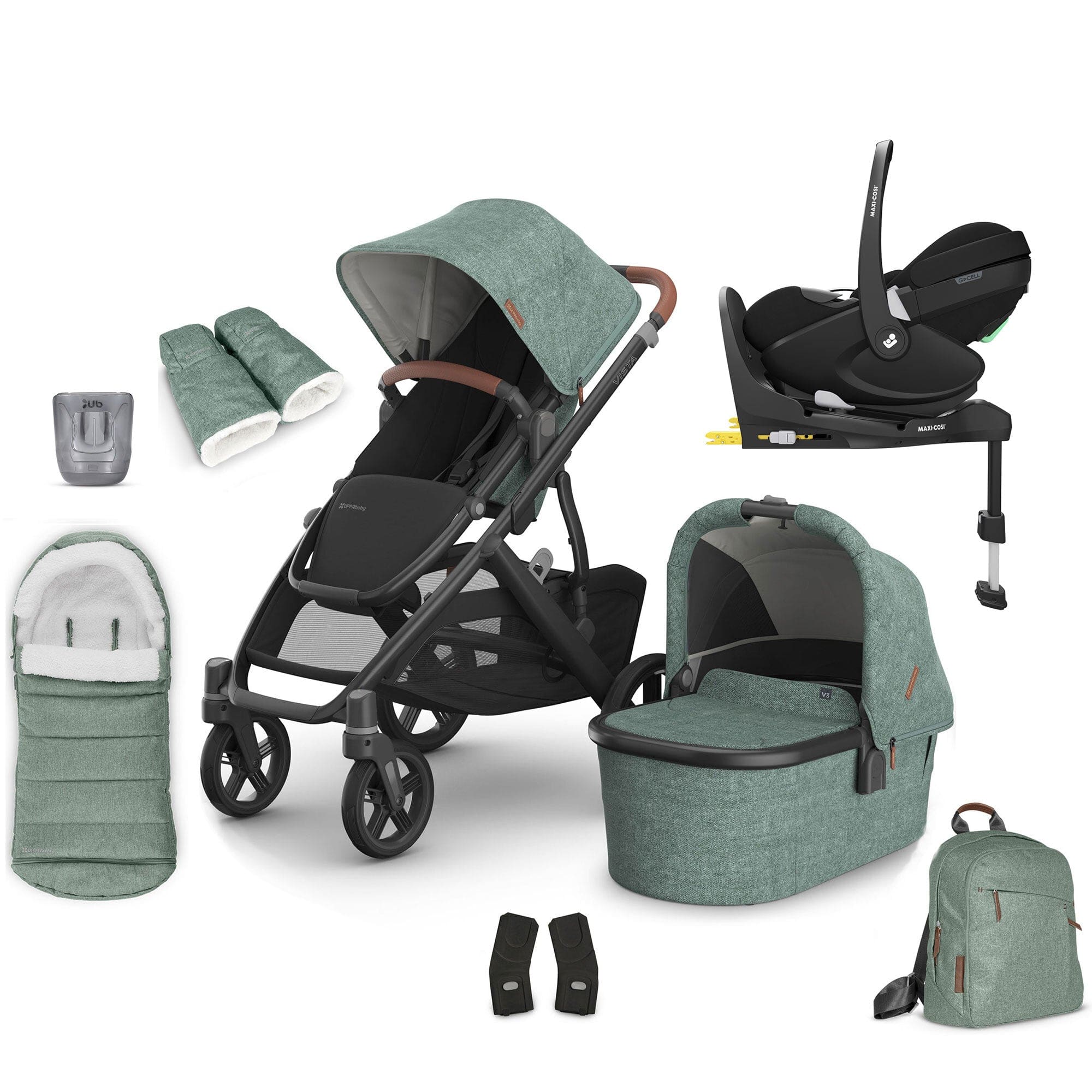 Uppababy Vista V3 Maxi-Cosi Complete Bundle in Gwen Travel Systems 17587-VIS-COM-GWE-6 0810142392686