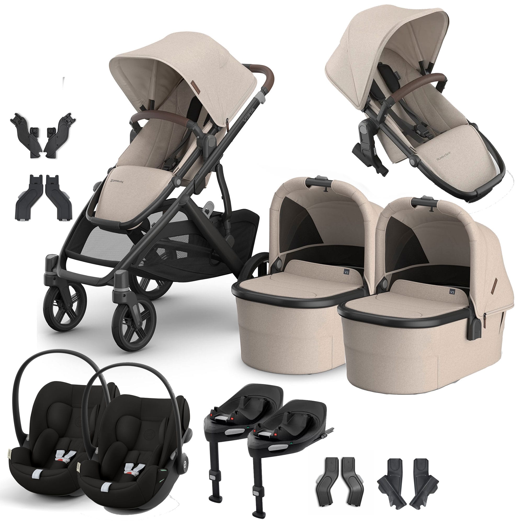 Uppababy Vista V3 Twin Cybex Travel System in Ada