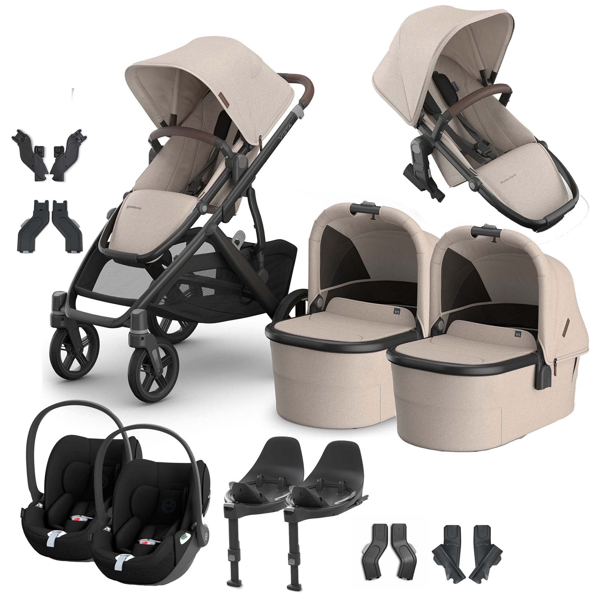 Uppababy Vista V3 Twin Cybex Travel System in Ada