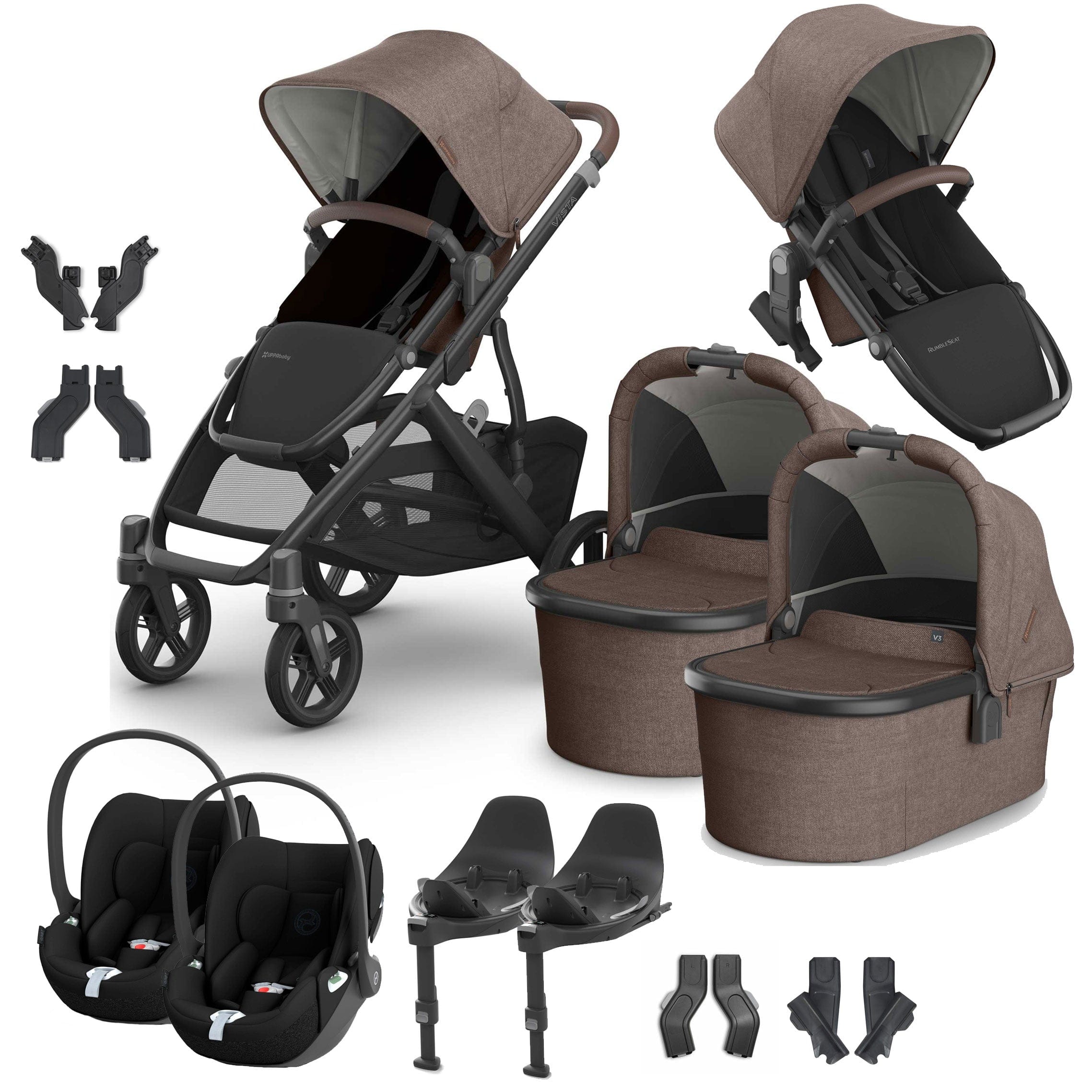 Uppababy Vista V3 Twin Cybex Travel System in Owen Travel Systems VIS-TWIN-TS-OWN-6 810177712305
