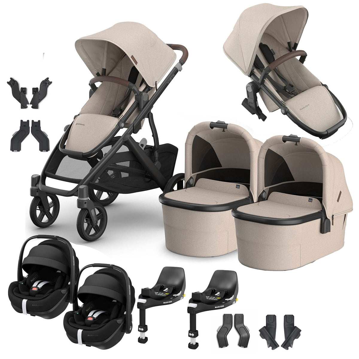 Uppababy Vista V3 Twin Maxi-Cosi Travel System in Ada Travel Systems VIS-TWIN-TS-ADA-3 0810177718475