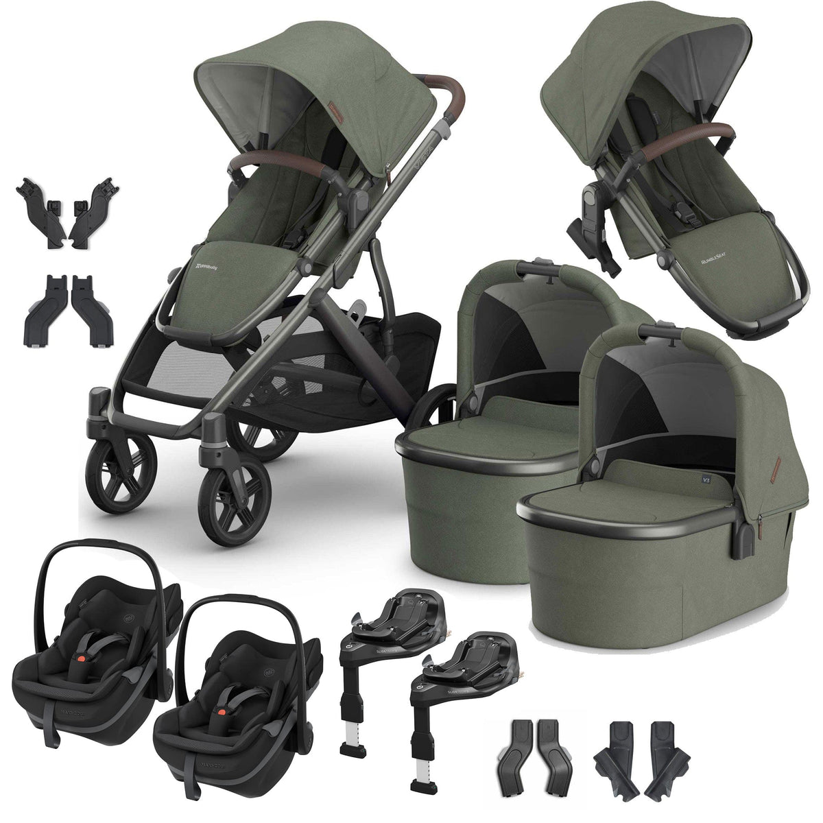 Uppababy Vista V3 Twin Maxi-Cosi Travel System in Evelyn Travel Systems VIS-TWIN-TS-EVE-7 810177712282