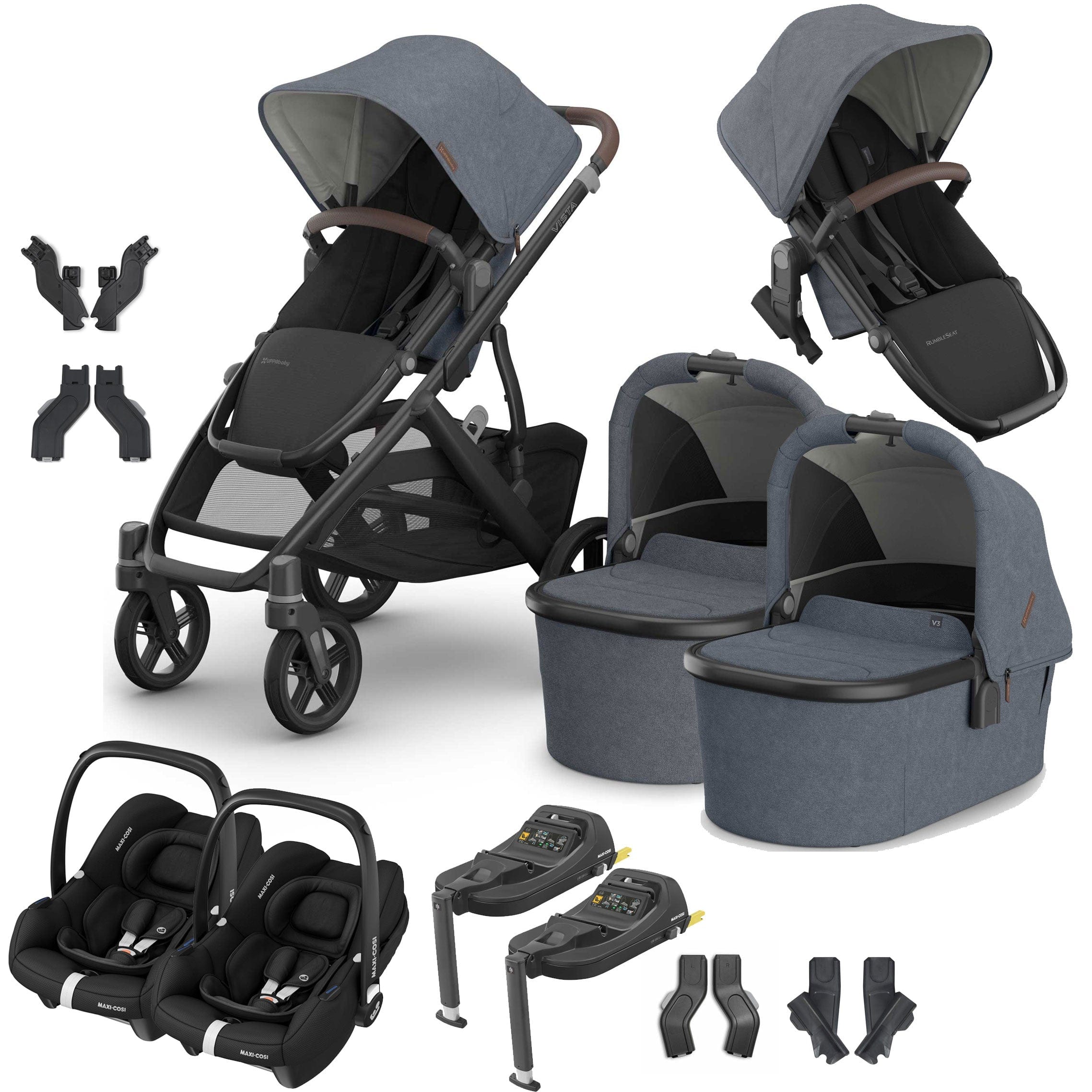 Uppababy Vista V3 Twin Maxi-Cosi Travel System in Julian Travel Systems VIS-TWIN-TS-JUL-1 810177712299