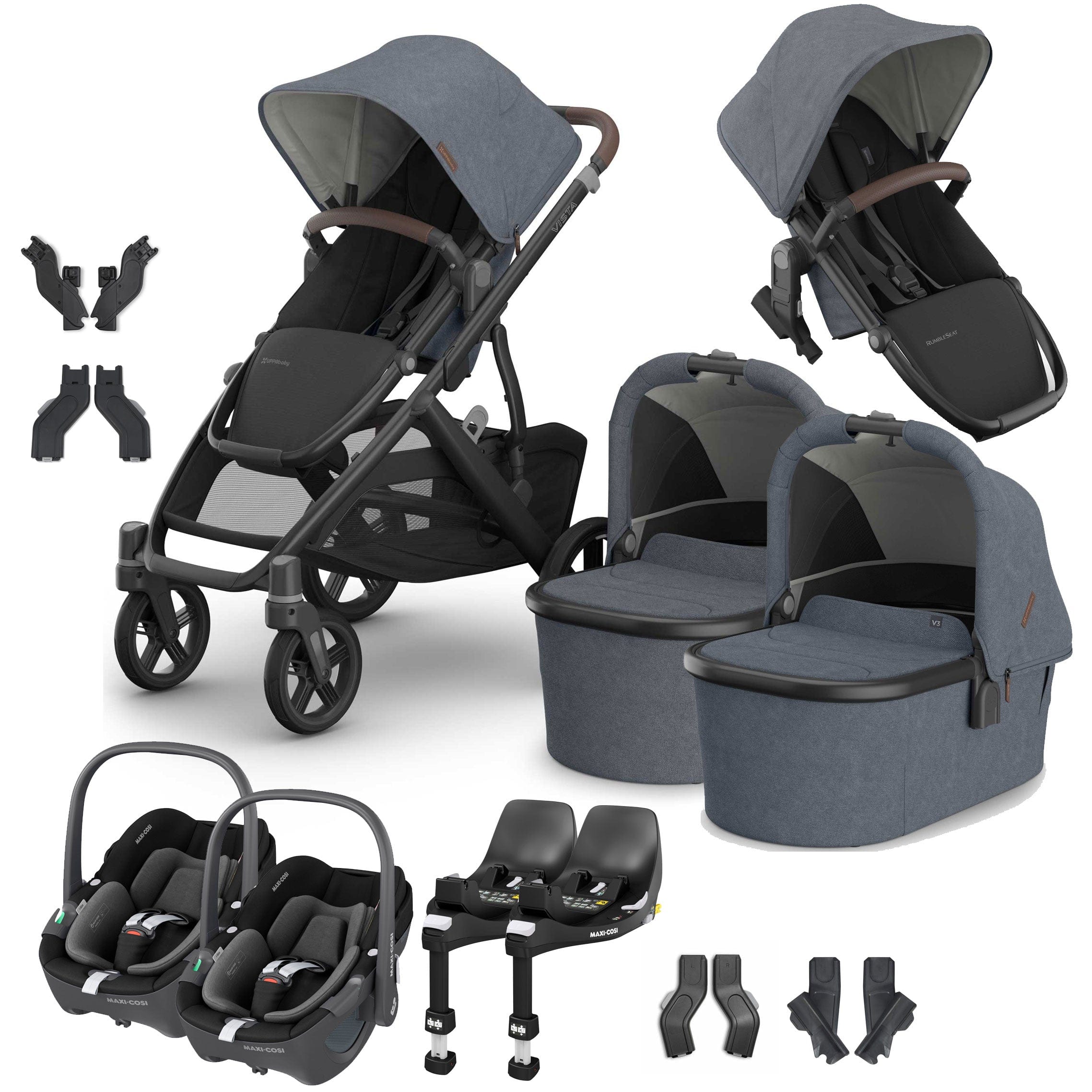 Uppababy Vista V3 Twin Maxi-Cosi Travel System in Julian Travel Systems VIS-TWIN-TS-JUL-2 810177712299