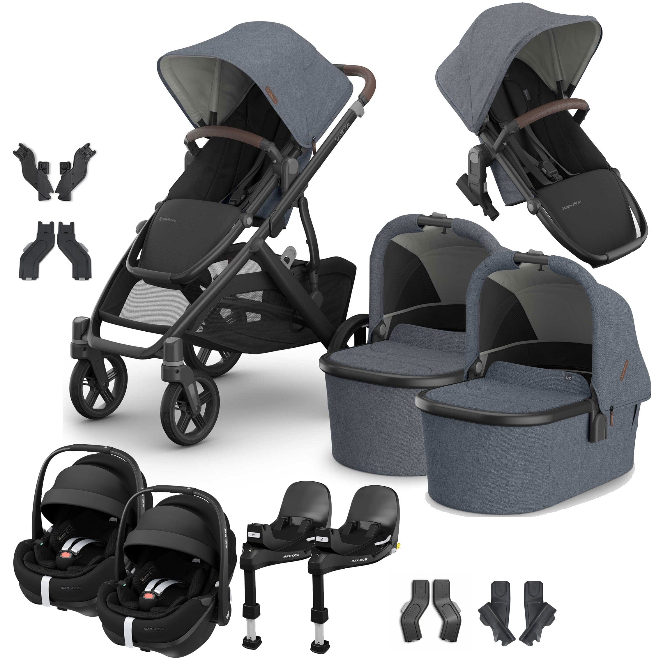 Uppababy Vista V3 Twin Maxi-Cosi Travel System in Julian Travel Systems VIS-TWIN-TS-JUL-3 810177712299