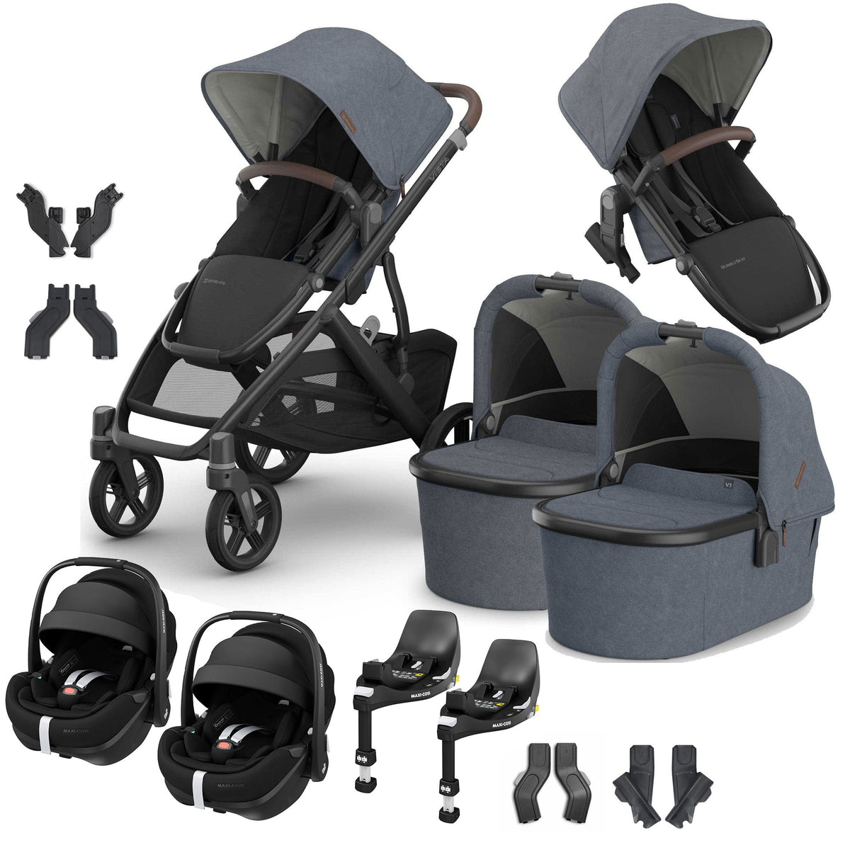 Uppababy Vista V3 Twin Maxi-Cosi Travel System in Julian Travel Systems VIS-TWIN-TS-JUL-3 810177712299