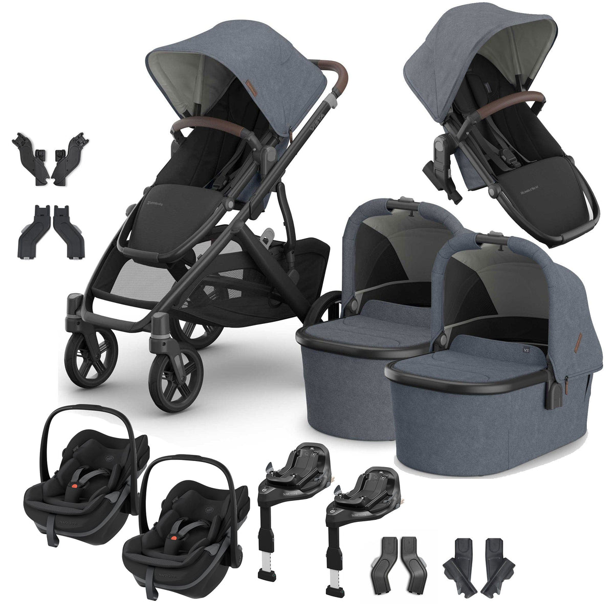 Uppababy Vista V3 Twin Maxi-Cosi Travel System in Julian Travel Systems VIS-TWIN-TS-JUL-7 810177712299