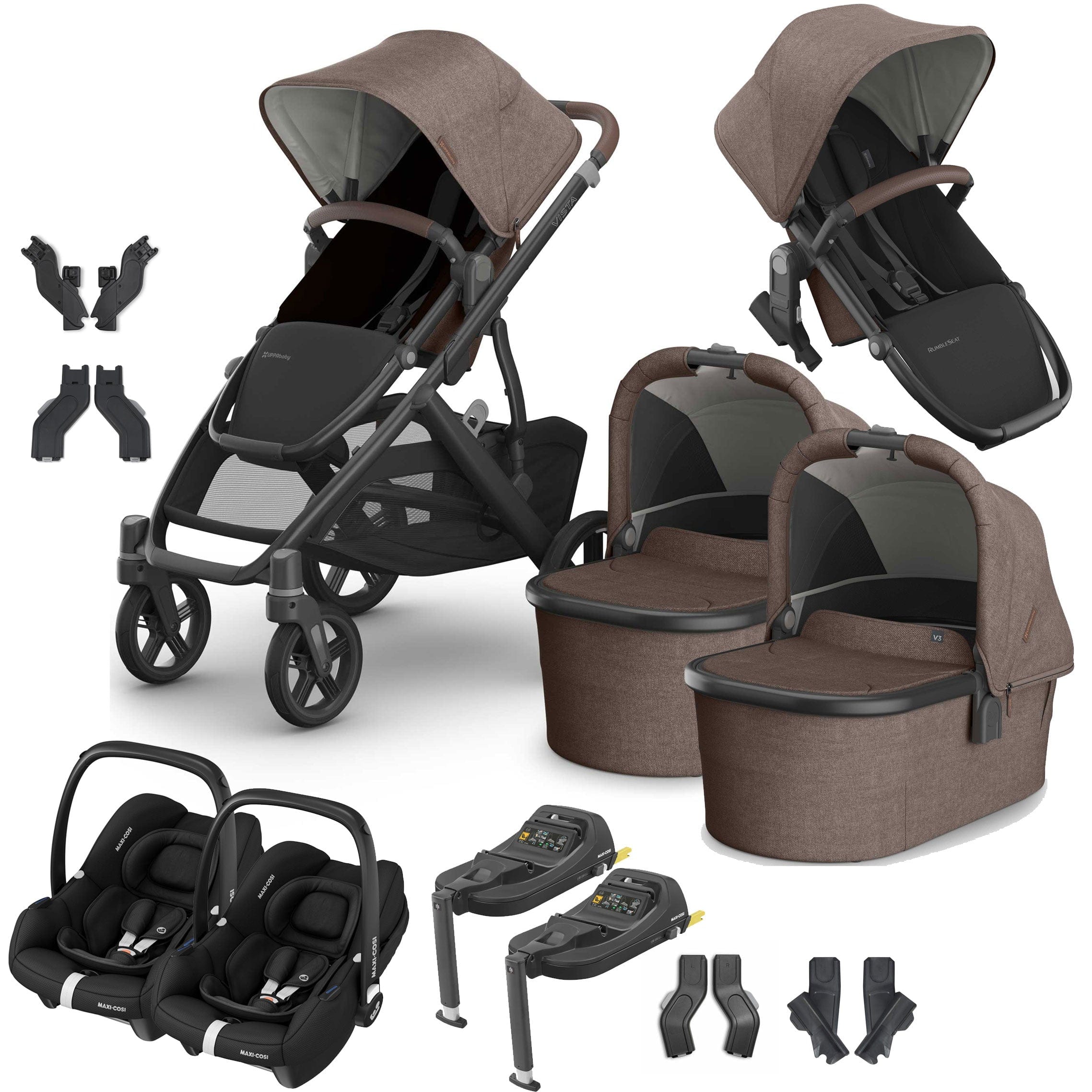 Uppababy Vista V3 Twin Maxi-Cosi Travel System in Owen Travel Systems VIS-TWIN-TS-OWN-1 810177712305
