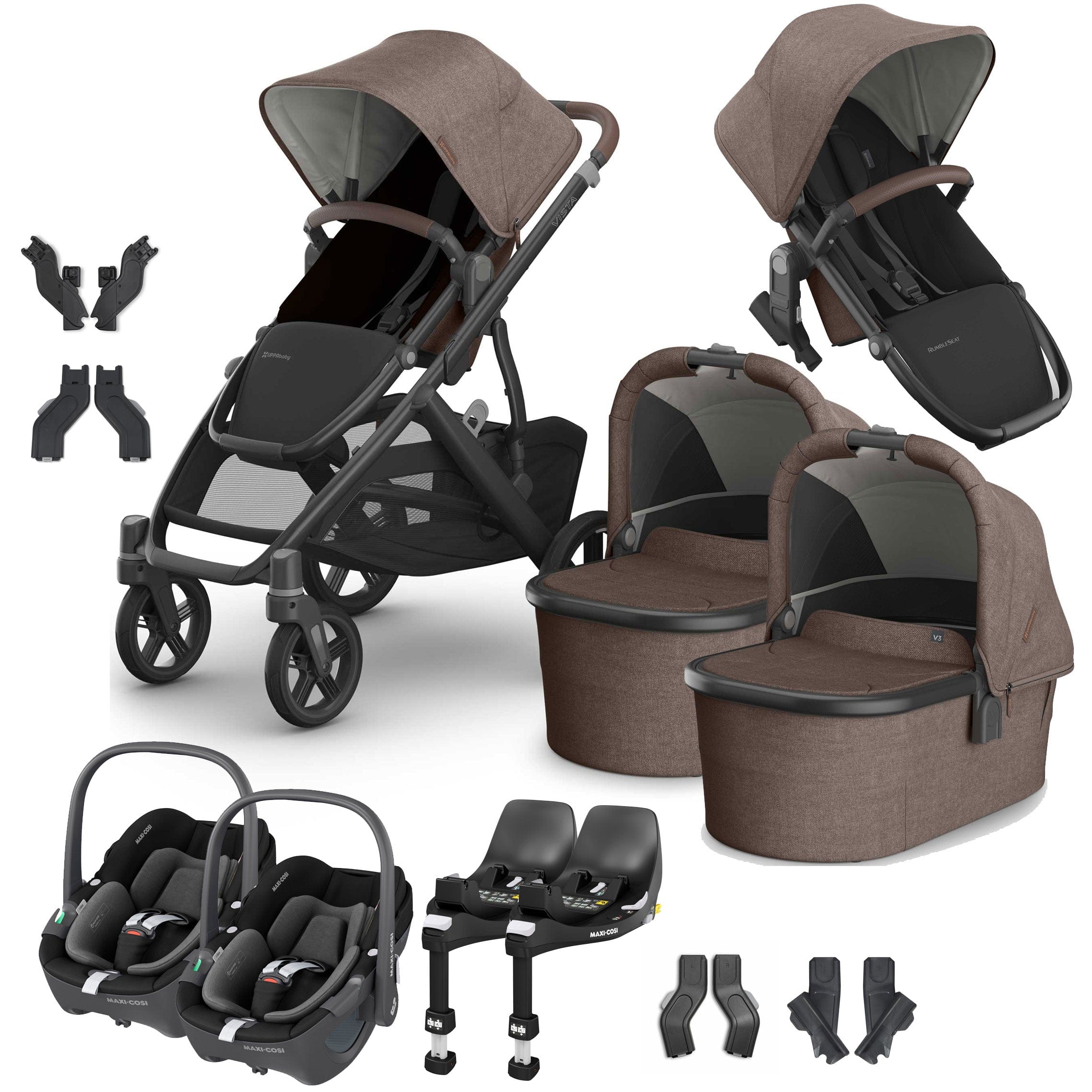 Uppababy Vista V3 Twin Maxi-Cosi Travel System in Owen Travel Systems VIS-TWIN-TS-OWN-2 810177712305