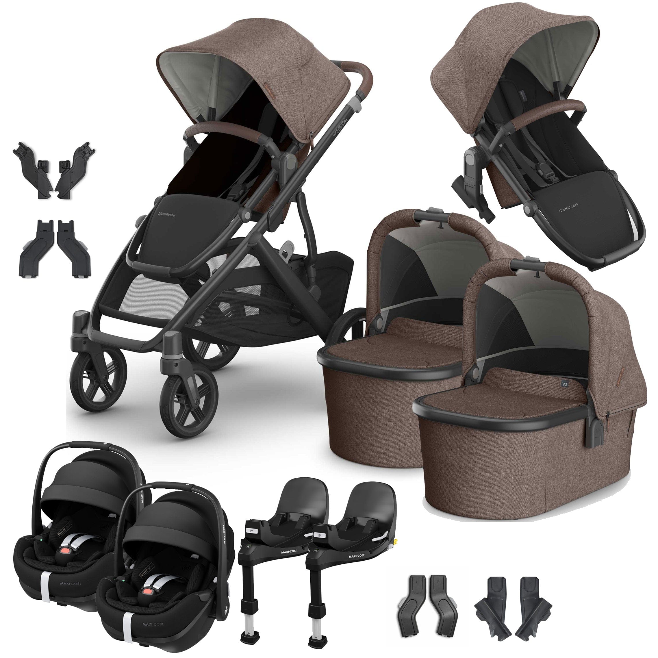 Uppababy Vista V3 Twin Maxi-Cosi Travel System in Owen Travel Systems VIS-TWIN-TS-OWN-3 810177712305