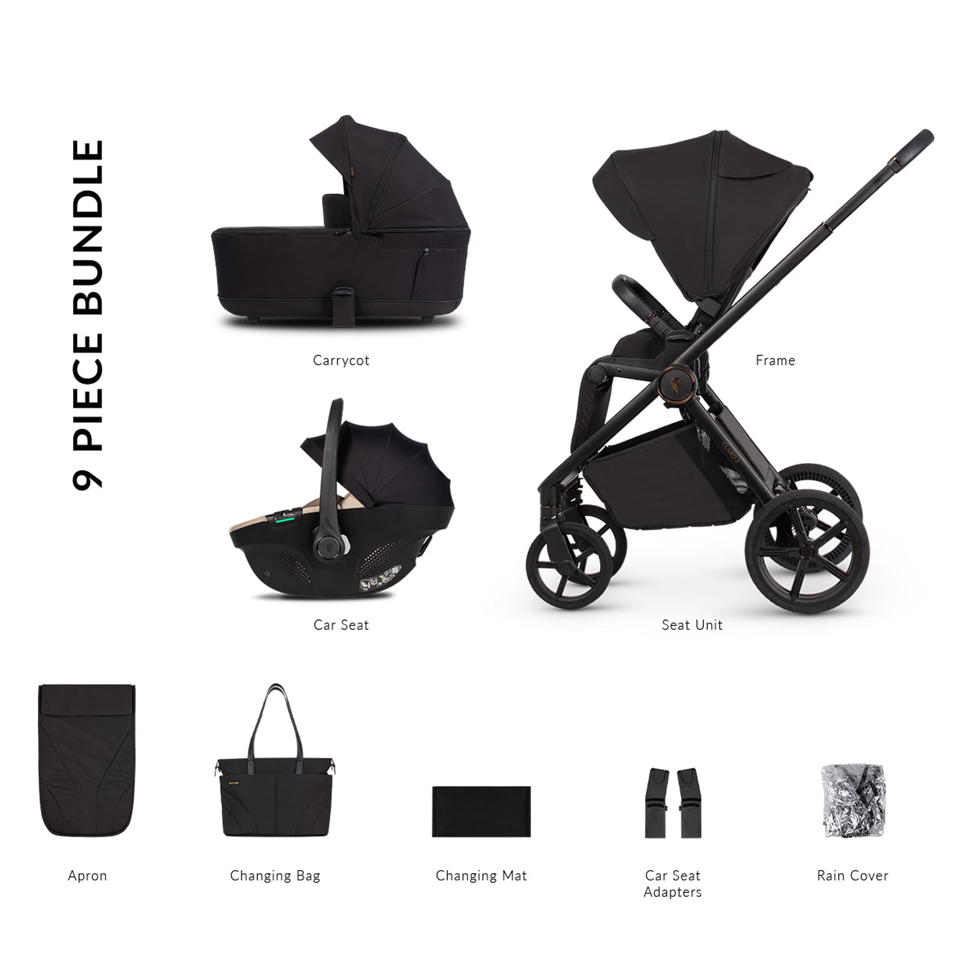 Venicci Claro 2 Comfort Bundle in Noir Baby Prams 2001420301 5905261336828