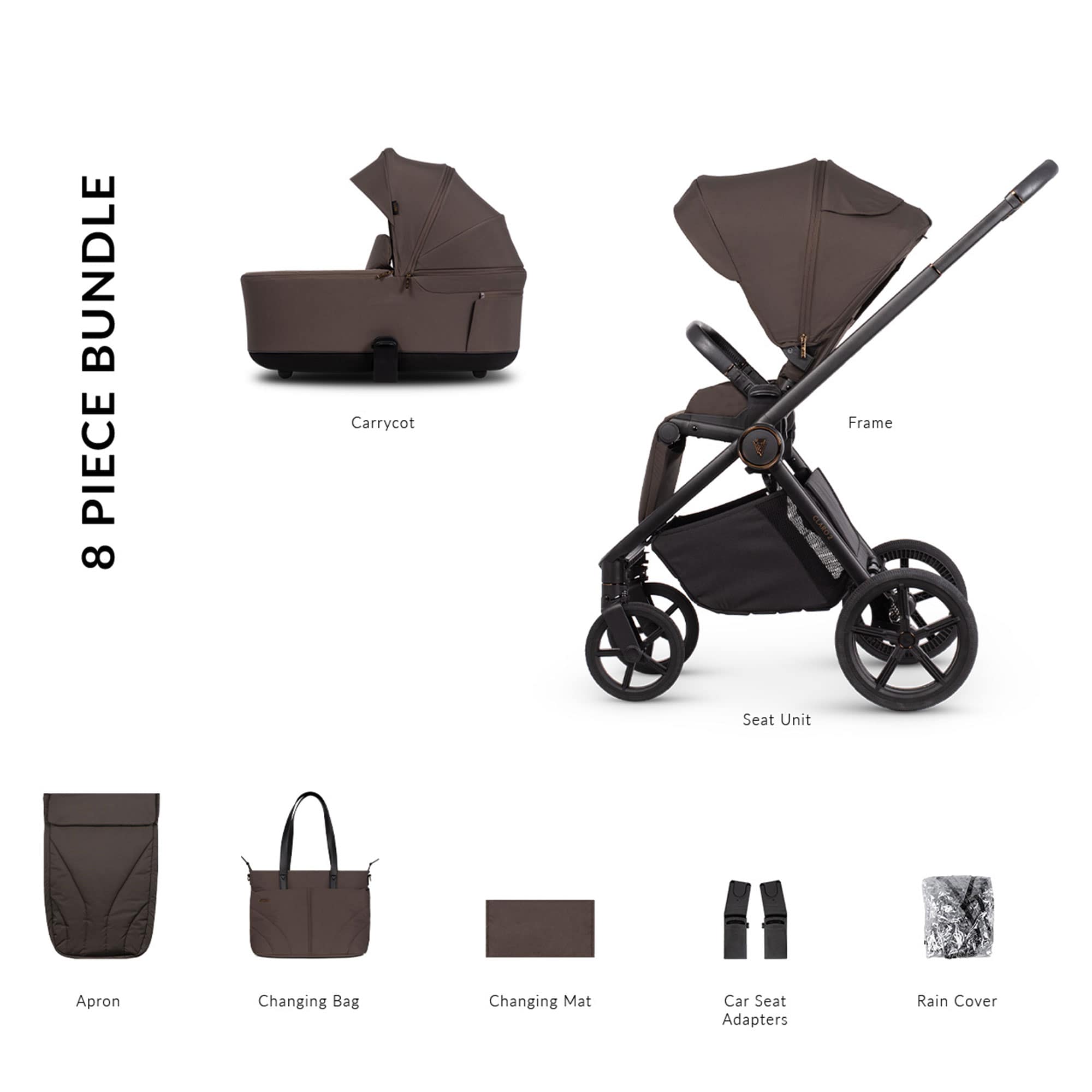 Venicci Claro 2 Essential Bundle in Chocolate Baby Prams 2001410210 5905261336521