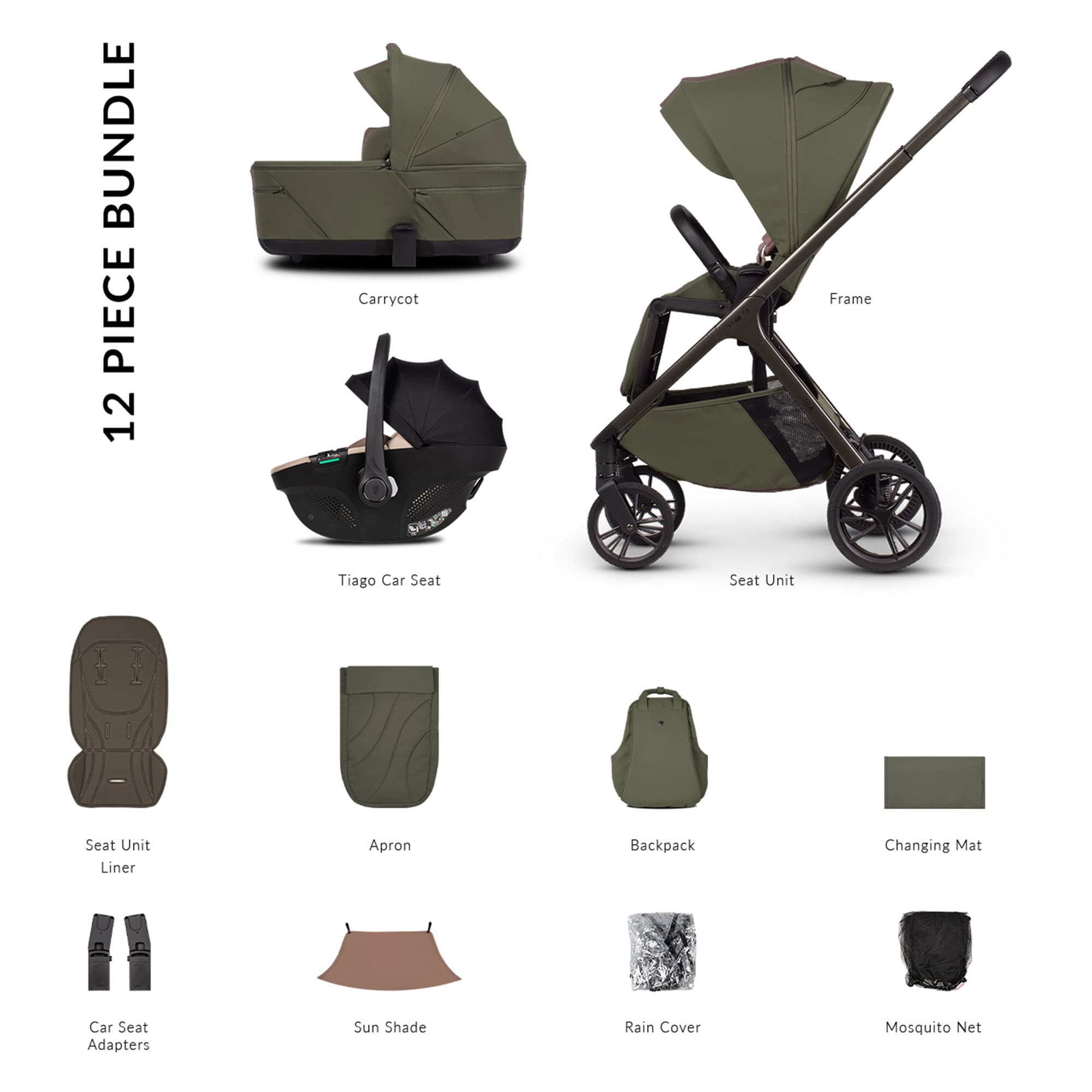 Venicci Tila Comfort Bundle in Olive Baby Prams 2001320313 5905261337504