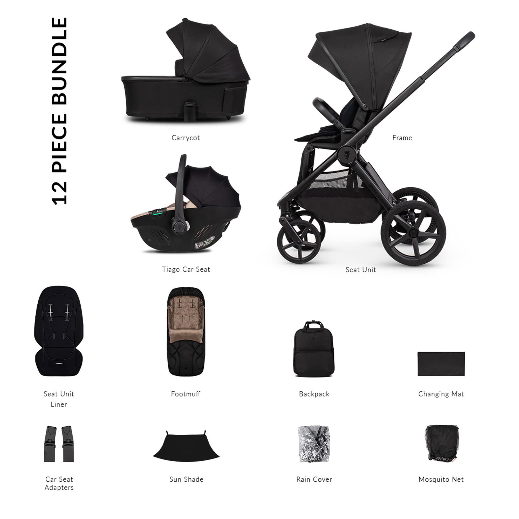 Venicci Tinum Upline 3 Comfort Bundle in Onyx Baby Prams 2001220301 5905261335821