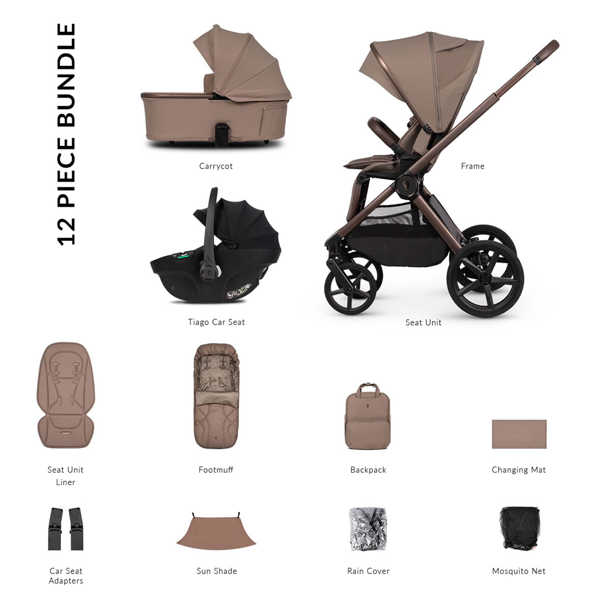 Venicci Tinum Upline 3 Comfort Bundle in Sand Baby Prams 2001210312 5905261335753