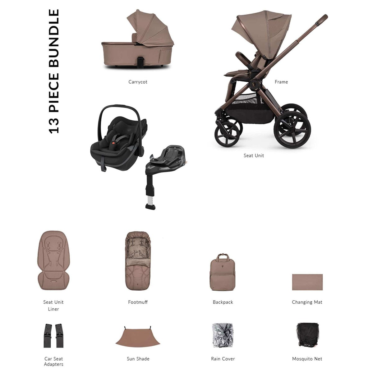 Venicci Tinum Upline 3 Maxi-Cosi Luxury Bundle in Sand Baby Prams 22771-SAN-2 5905261335609