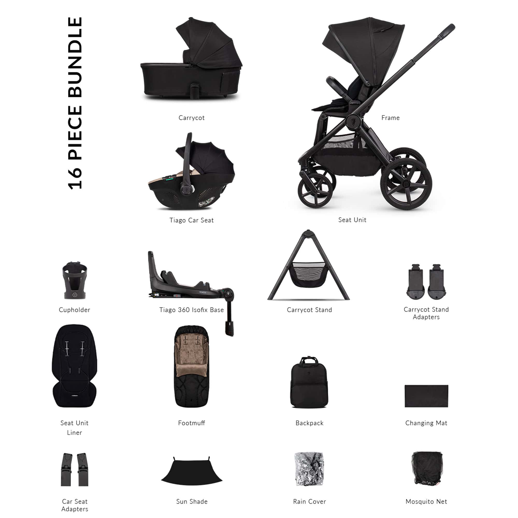 Venicci Tinum Upline 3 Ultimate Bundle in Onyx Baby Prams 2001220501 5905261335968