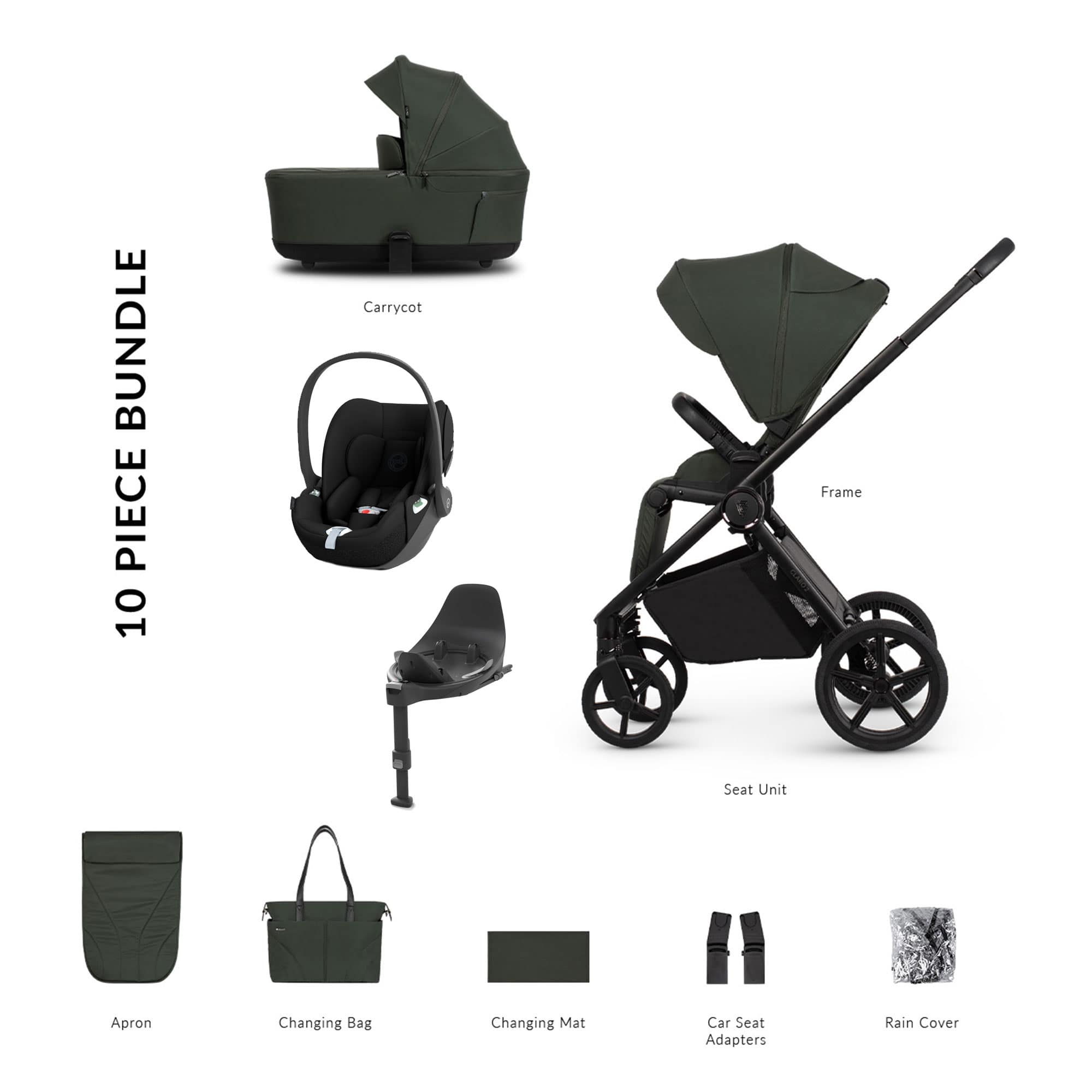 Venicci Claro 2 Cybex Luxury Bundle in Forest Travel Systems 22783-FOR 5905261336484