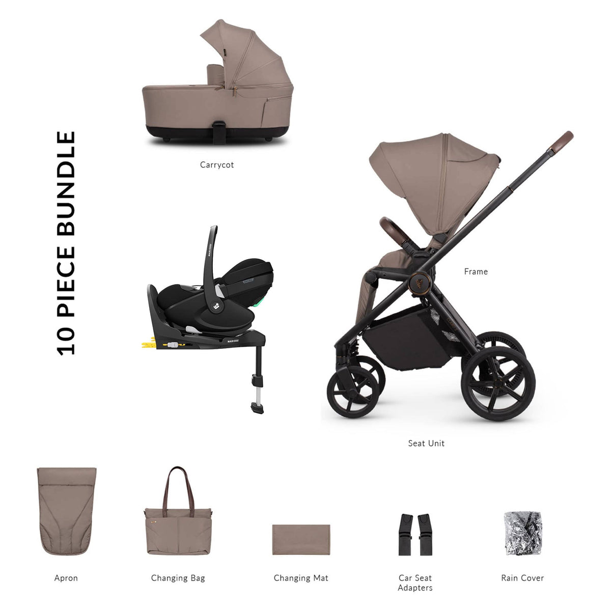 Venicci Claro 2 Maxi-Cosi Luxury Bundle in Almond Travel Systems 22788-ALM-2