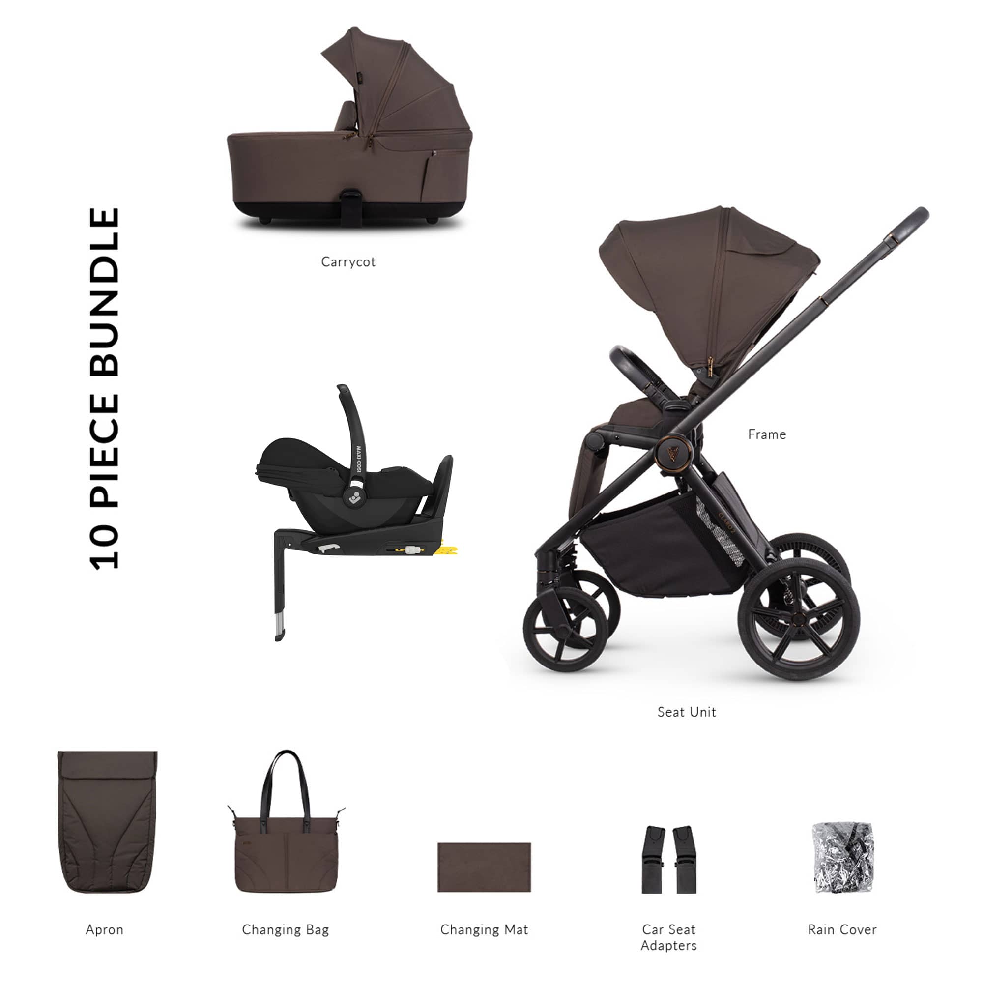 Venicci Claro 2 Maxi-Cosi Luxury Bundle in Chocolate Travel Systems 22788-CHO 5905261336521