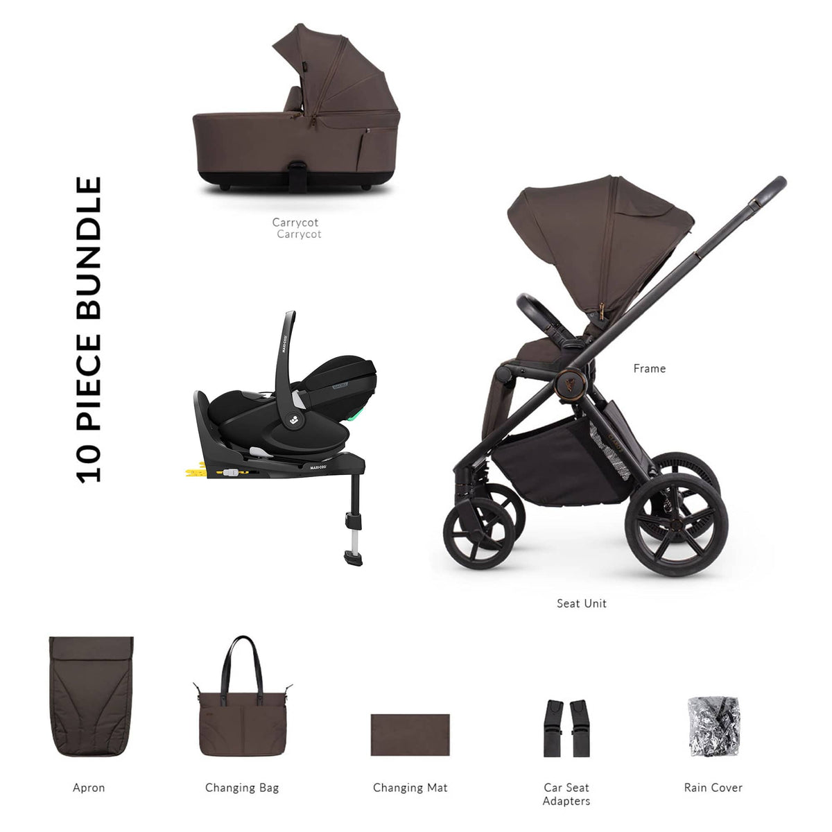 Venicci Claro 2 Maxi-Cosi Luxury Bundle in Chocolate Travel Systems 22788-CHO-2