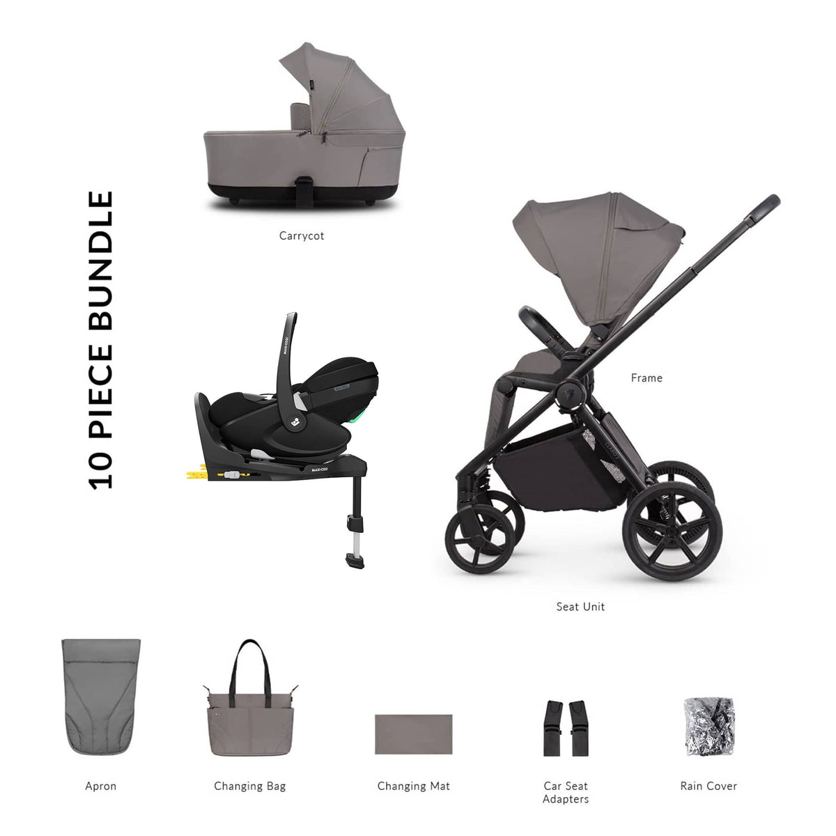 Venicci Claro 2 Maxi-Cosi Luxury Bundle in Fog Travel Systems 22788-FOG-2