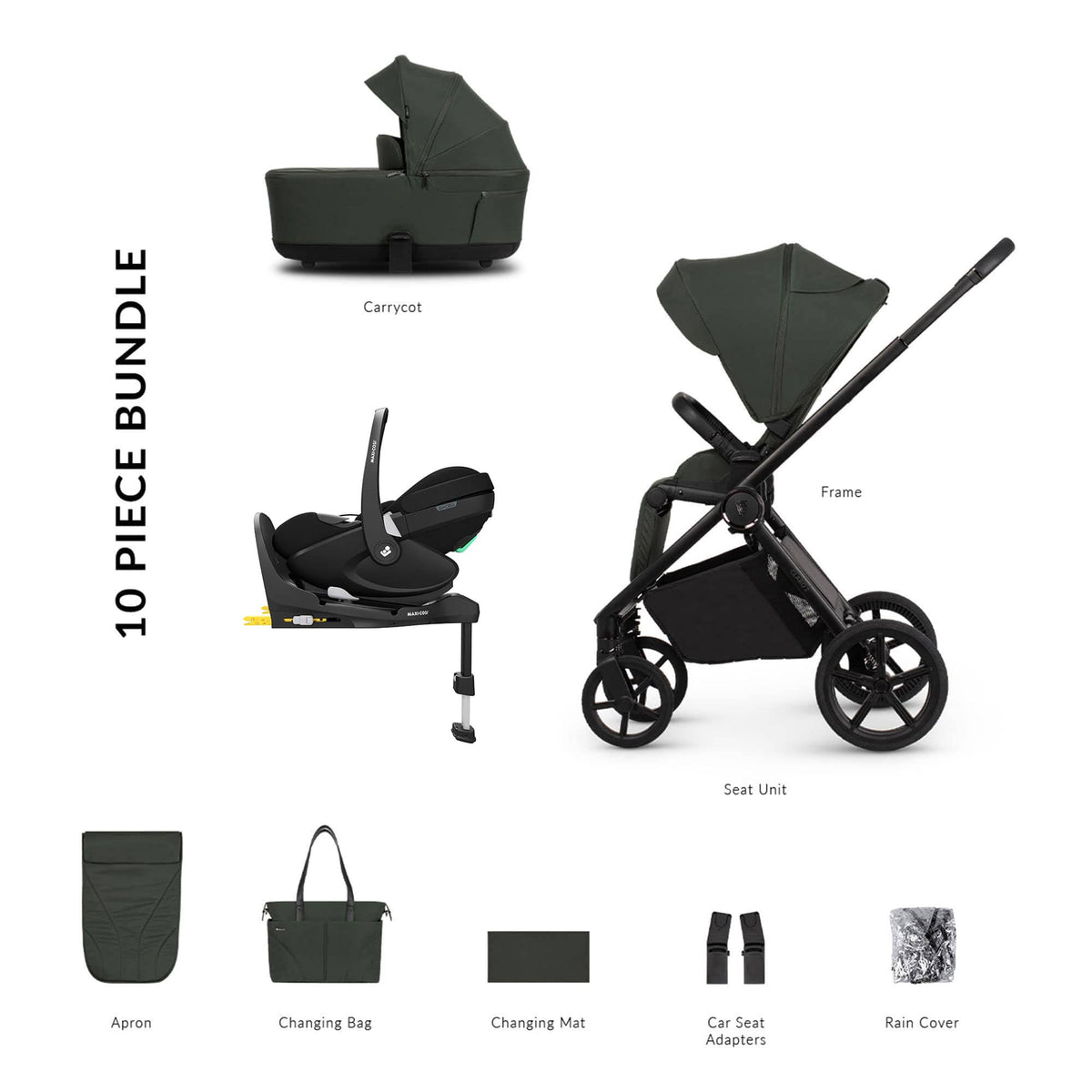Venicci Claro 2 Maxi-Cosi Luxury Bundle in Forest Travel Systems 22788-FOR-2