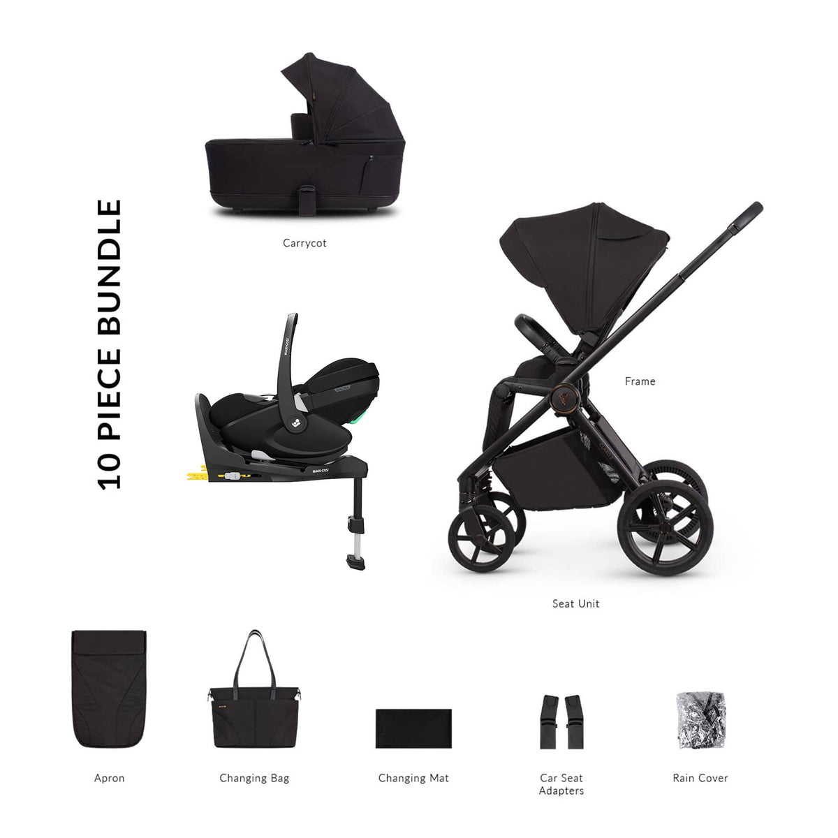 Venicci Claro 2 Maxi-Cosi Luxury Bundle in Noir Travel Systems 22788-NOI-2