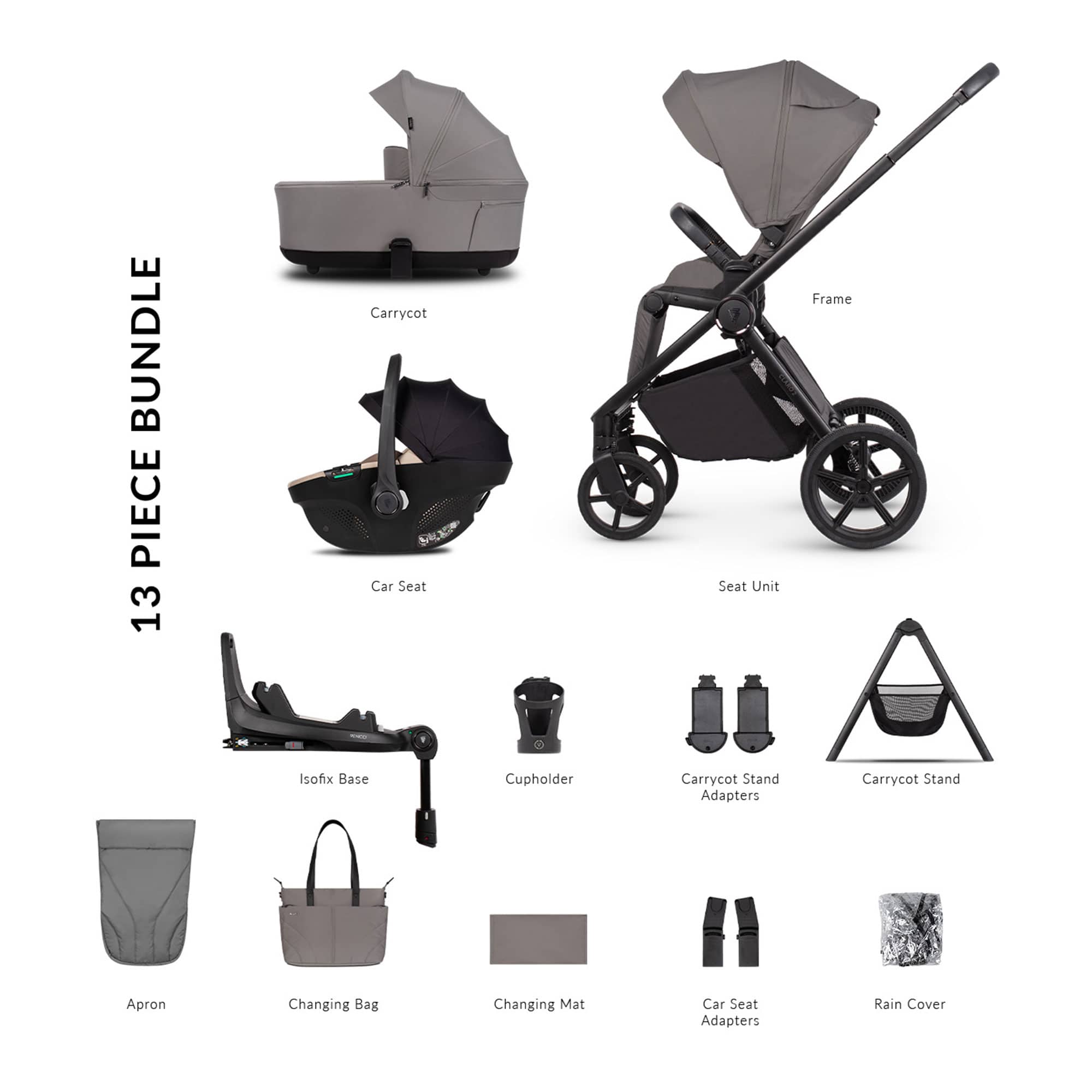 Venicci Claro 2 Ultimate Bundle in Fog Travel Systems 2001420505 5905261337122