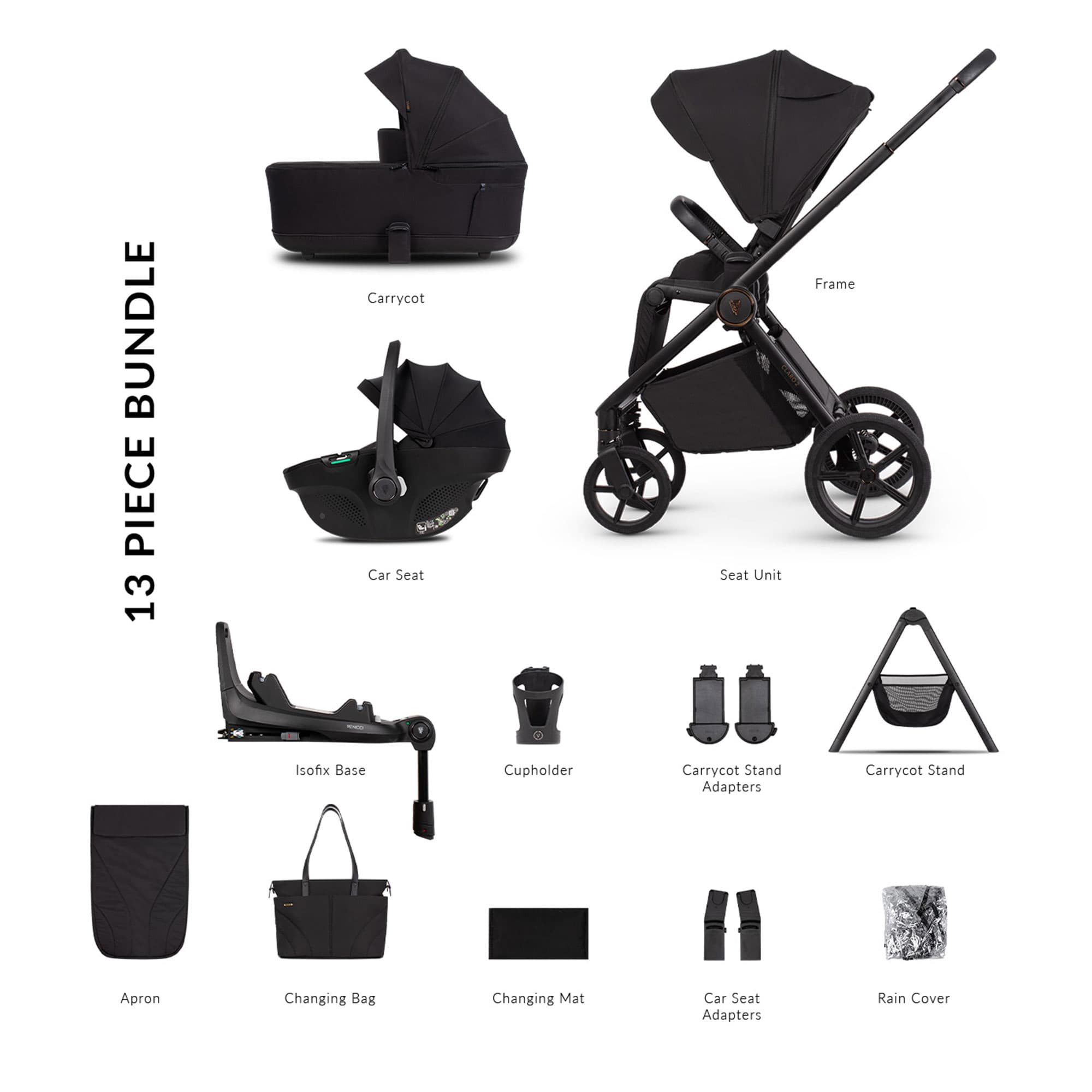 Venicci Claro 2 Ultimate Bundle in Noir Travel Systems 2001410501 5905261337023