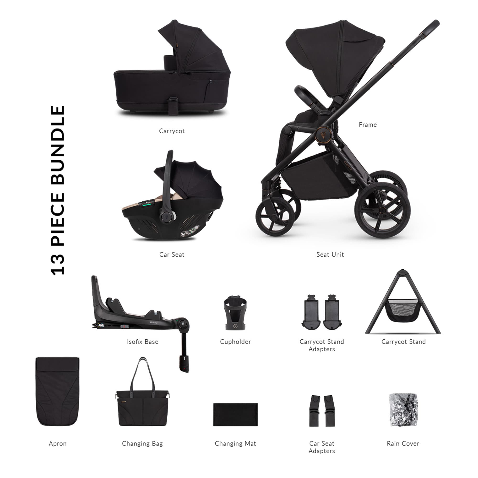 Venicci Claro 2 Ultimate Bundle in Noir Travel Systems 2001420501 5905261337108