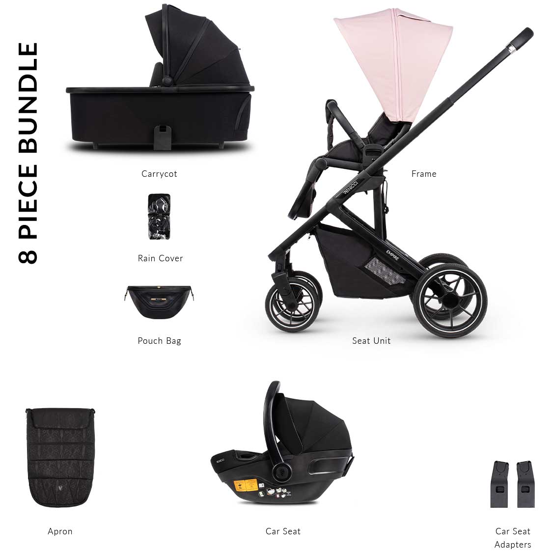 Venicci Empire 3 in 1 Travel System in Silk Pink Travel Systems