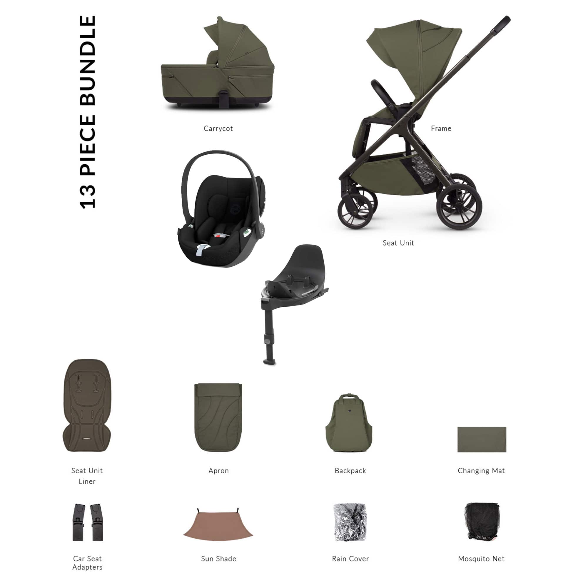 Venicci Tila Cybex Luxury Bundle in Olive Travel Systems 22775-OLV 5905261337283