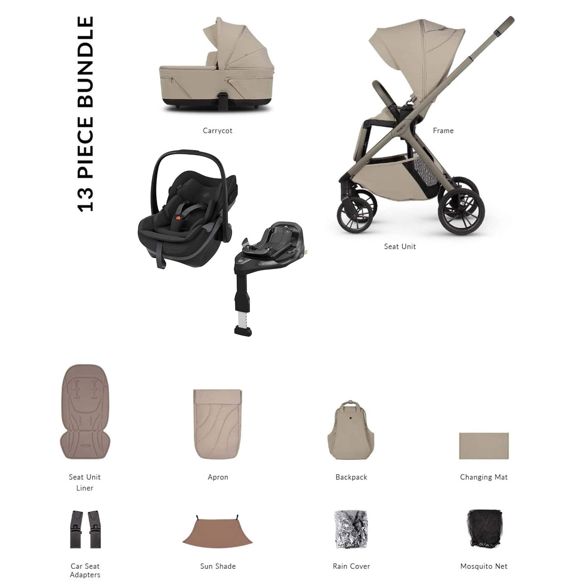 Venicci Tila Maxi-Cosi Luxury Bundle in Latte Travel Systems 22779-LAT-2 5905261337276