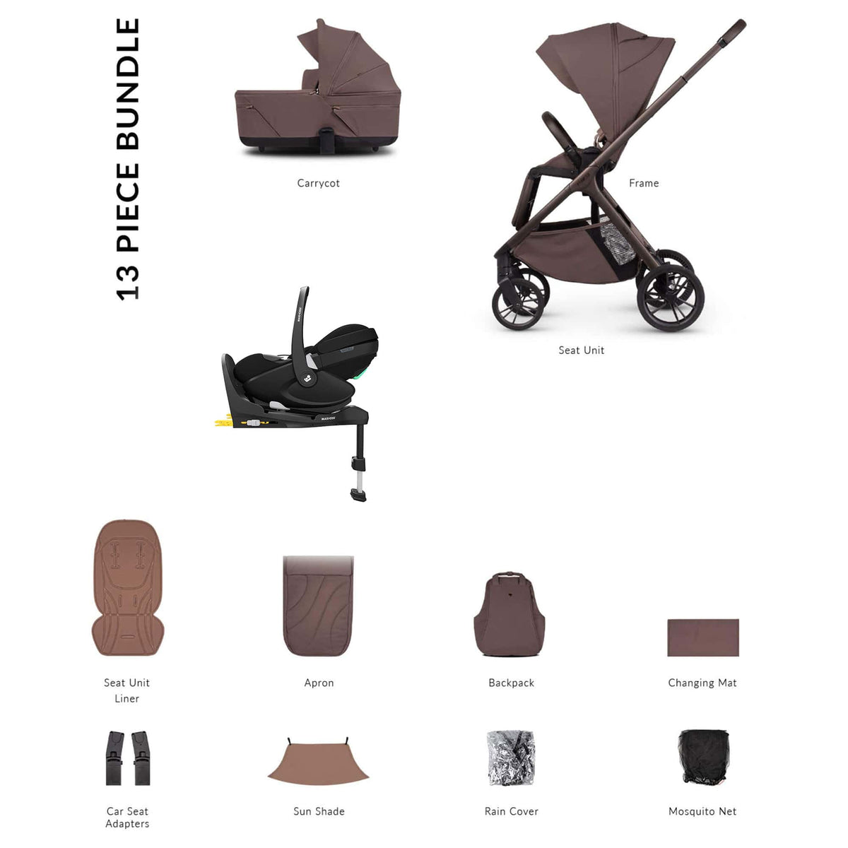 Venicci Tila Maxi-Cosi Luxury Bundle in Noce Travel Systems 22779-NOI-1 5905261337252