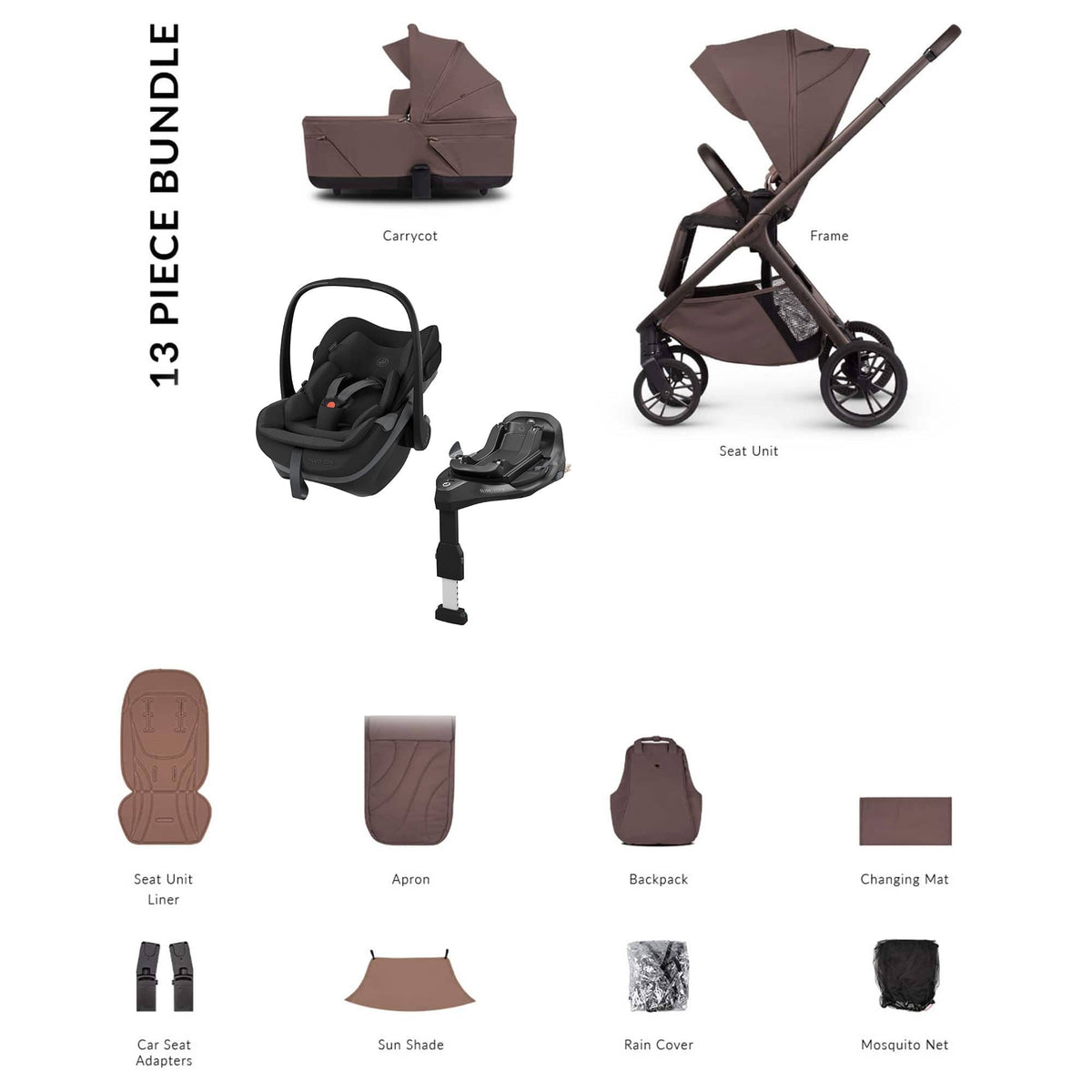 Venicci Tila Maxi-Cosi Luxury Bundle in Noce Travel Systems 22779-NOI-2 5905261337252