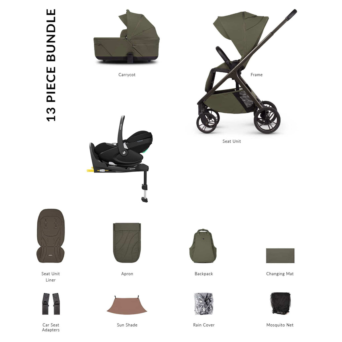 Venicci Tila Maxi-Cosi Luxury Bundle in Olive Travel Systems 22779-OLV-1 5905261337283